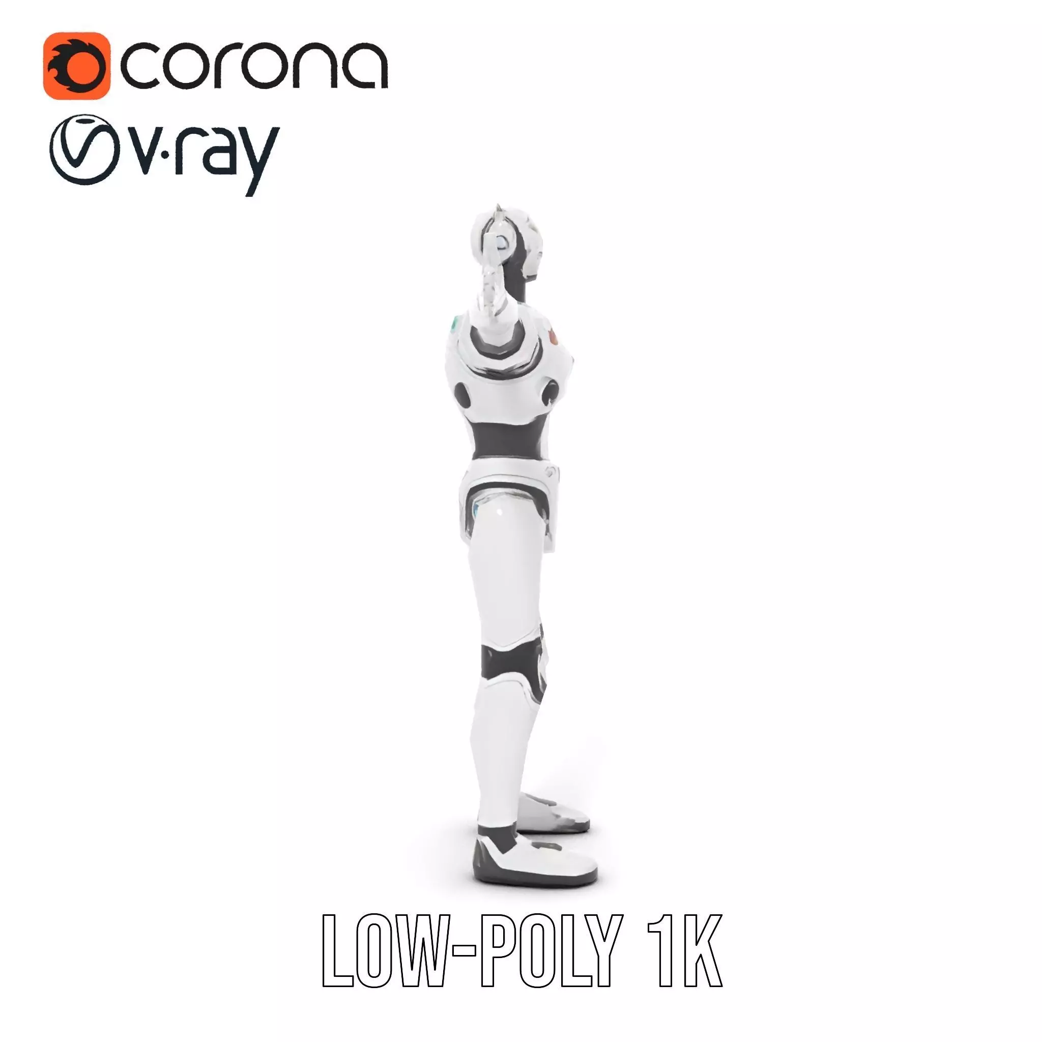 Futuristic Humanoid Robot Model Pack Low-poly 3D model_16