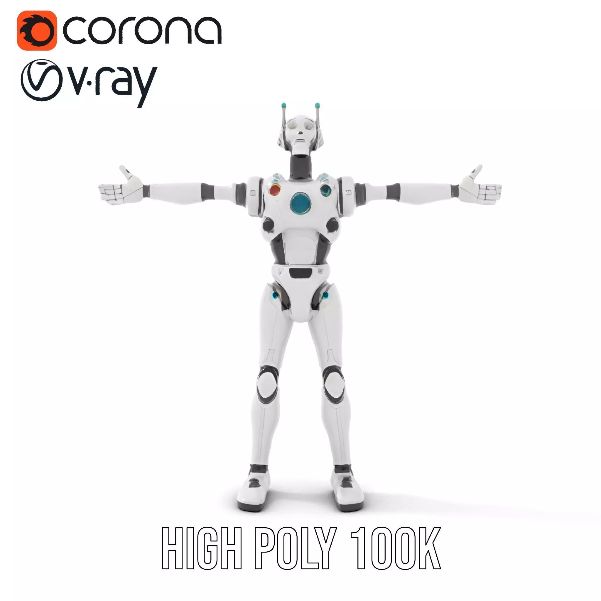 Futuristic Humanoid Robot Model Pack Low-poly 3D model_31