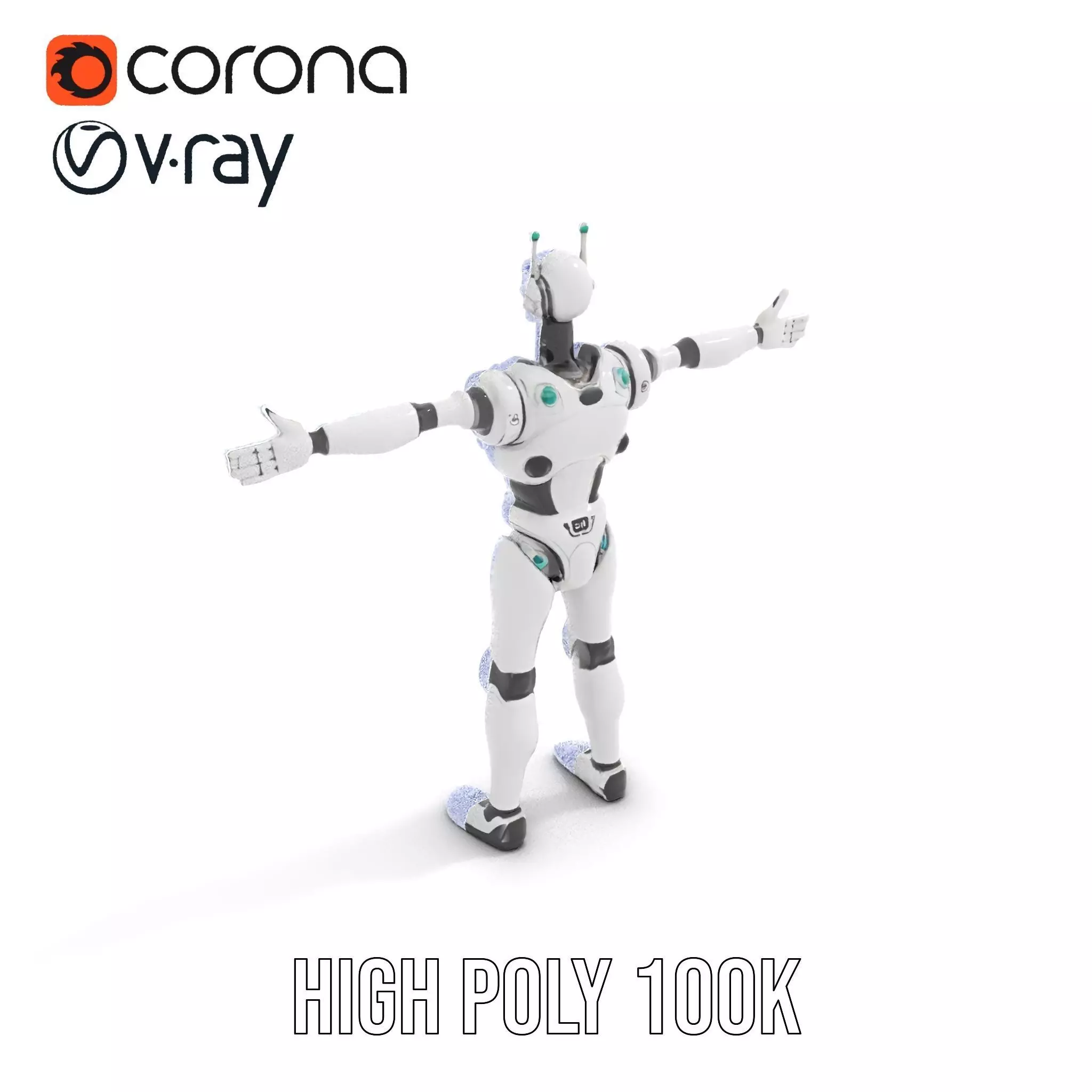 Futuristic Humanoid Robot Model Pack Low-poly 3D model_20