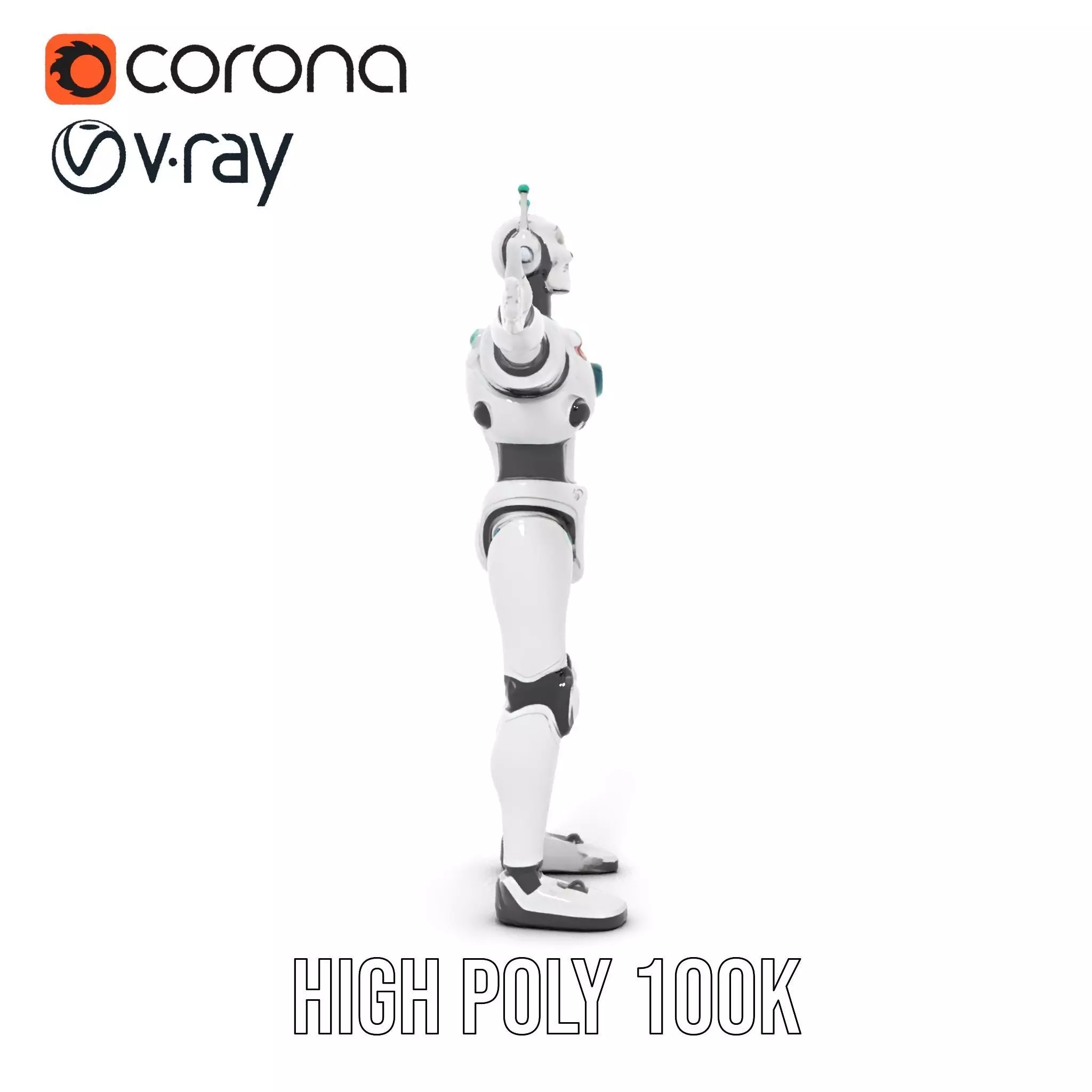 Futuristic Humanoid Robot Model Pack Low-poly 3D model_17