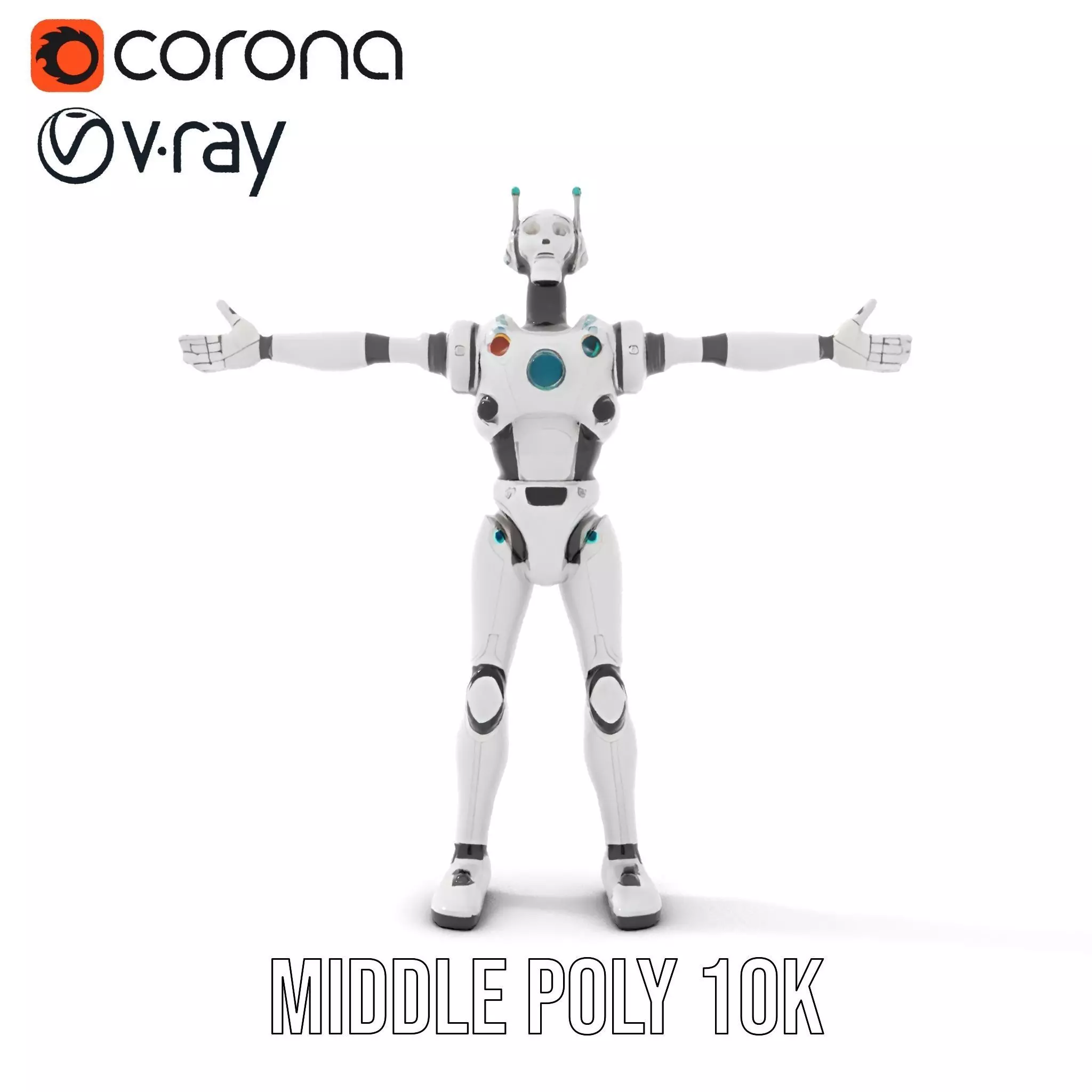 Futuristic Humanoid Robot Model Pack Low-poly 3D model_21