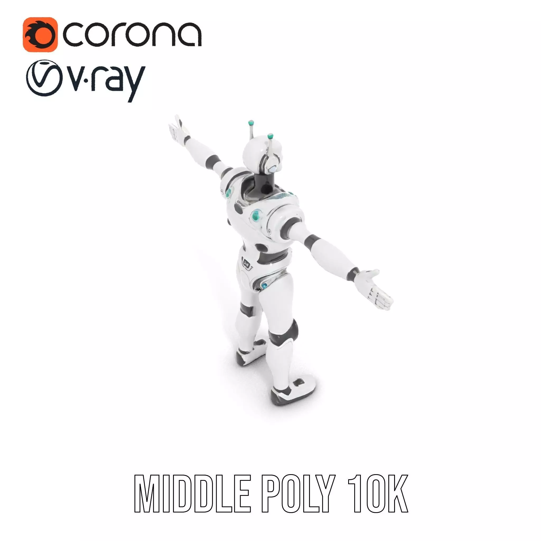 Futuristic Humanoid Robot Model Pack Low-poly 3D model_10