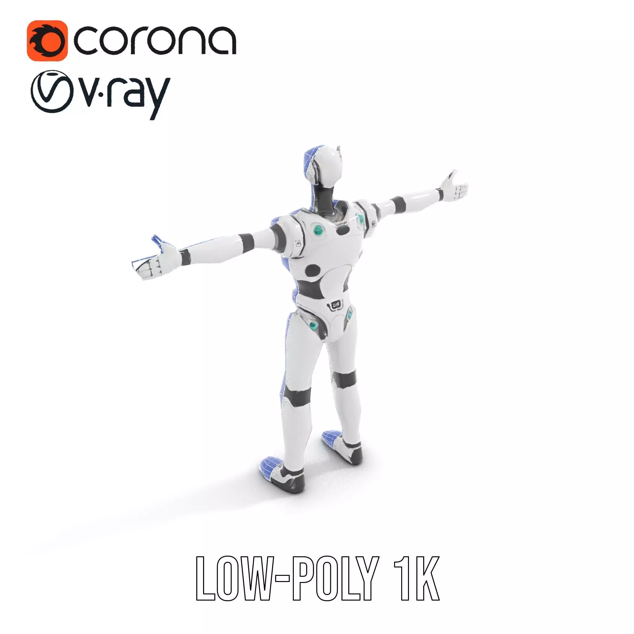 Futuristic Humanoid Robot Model Pack Low-poly 3D model_11