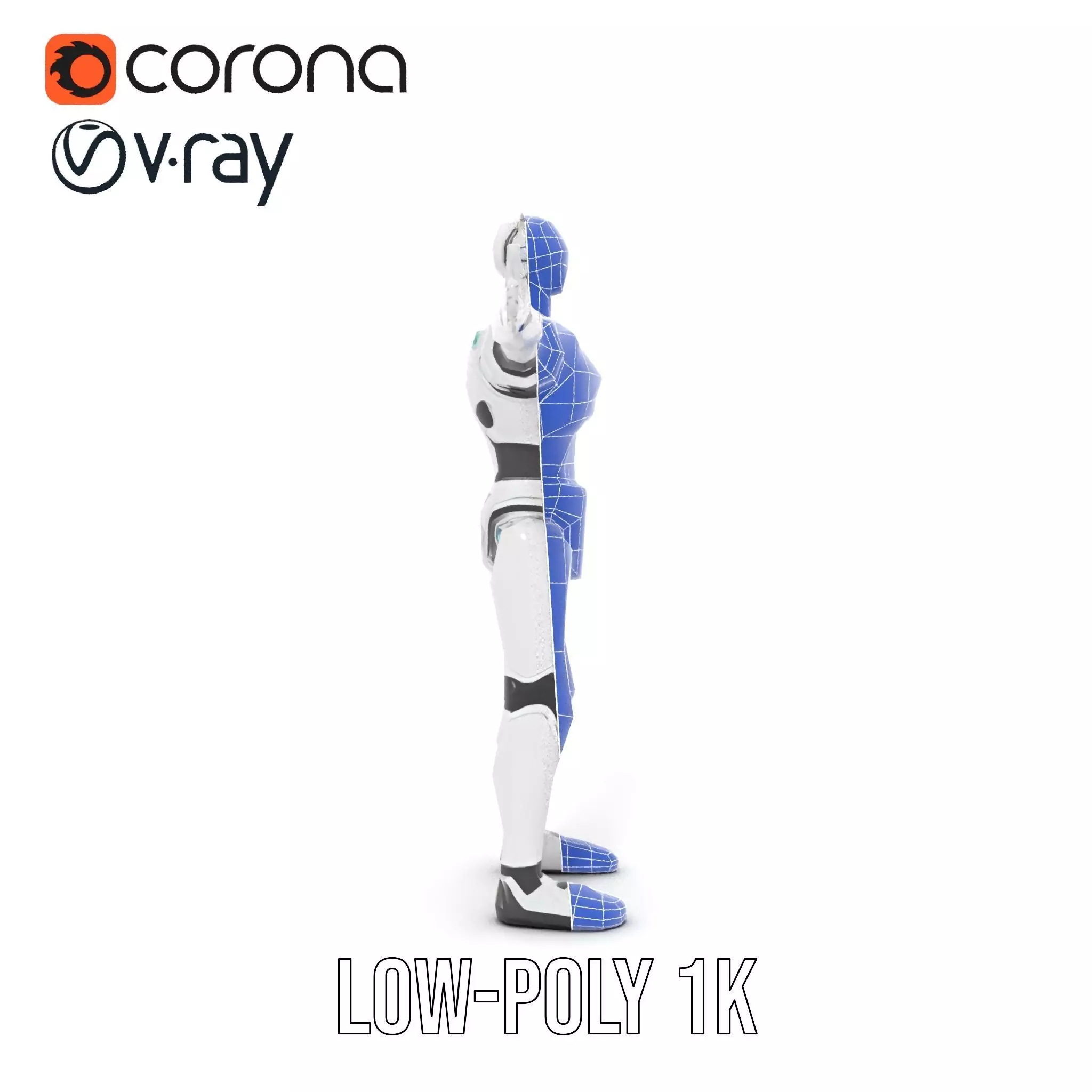 Futuristic Humanoid Robot Model Pack Low-poly 3D model_22