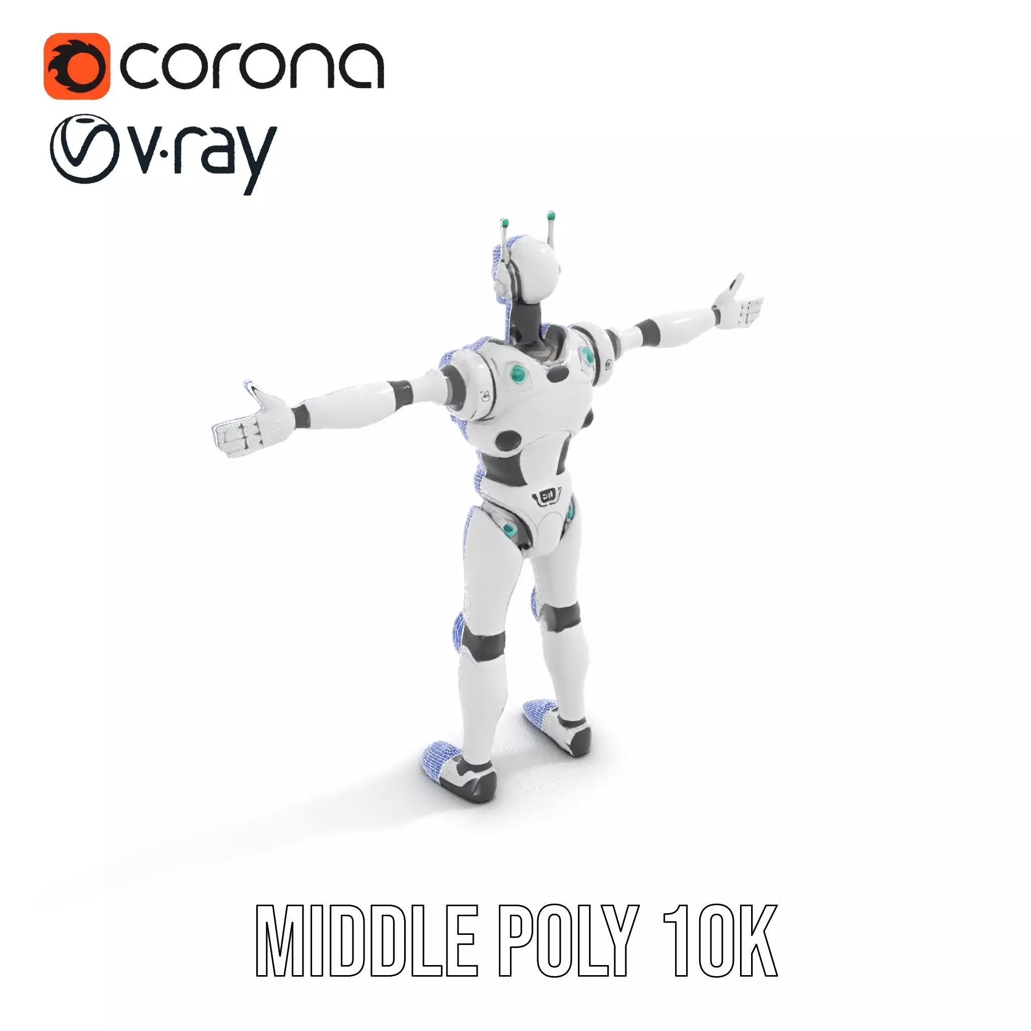 Futuristic Humanoid Robot Model Pack Low-poly 3D model_12