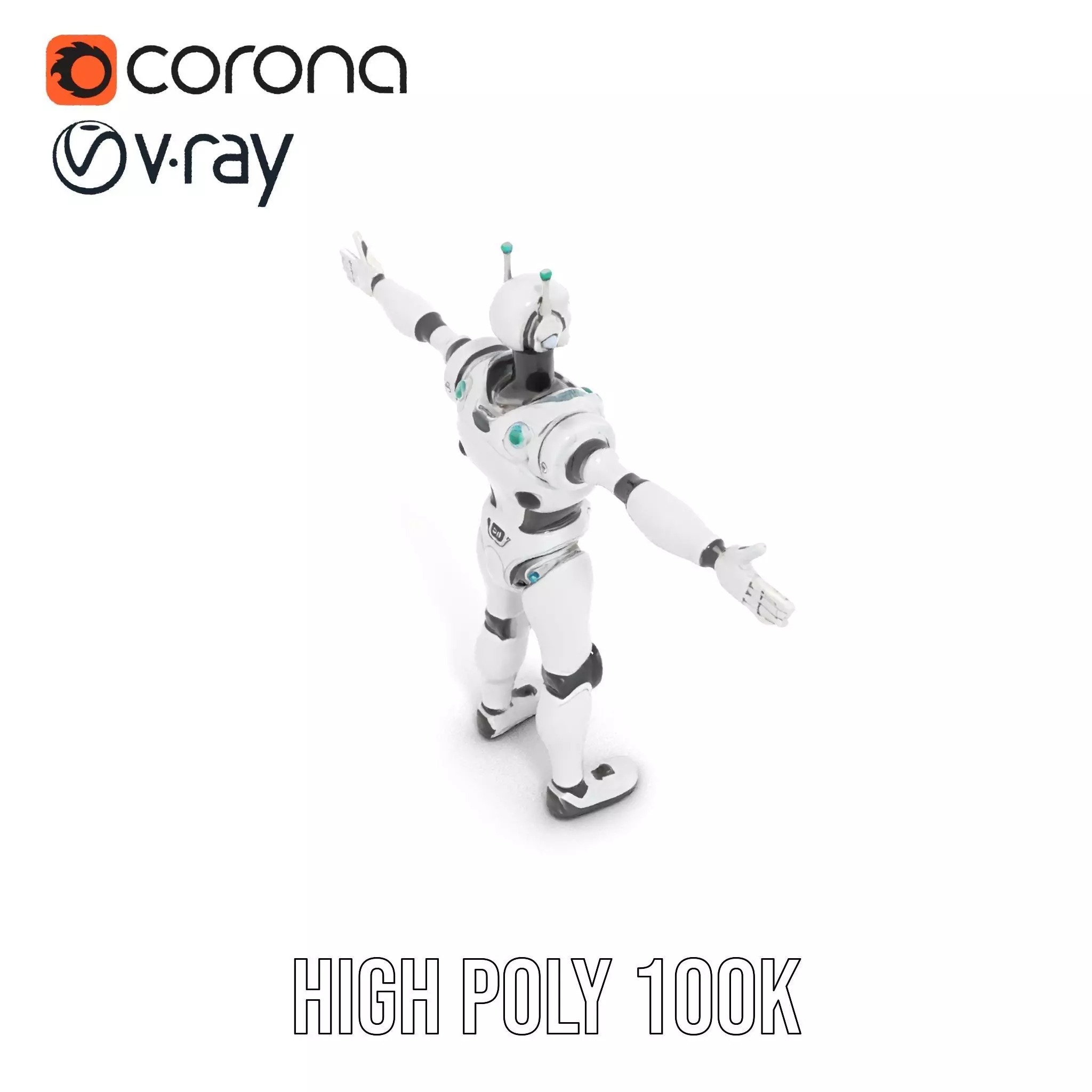 Futuristic Humanoid Robot Model Pack Low-poly 3D model_14