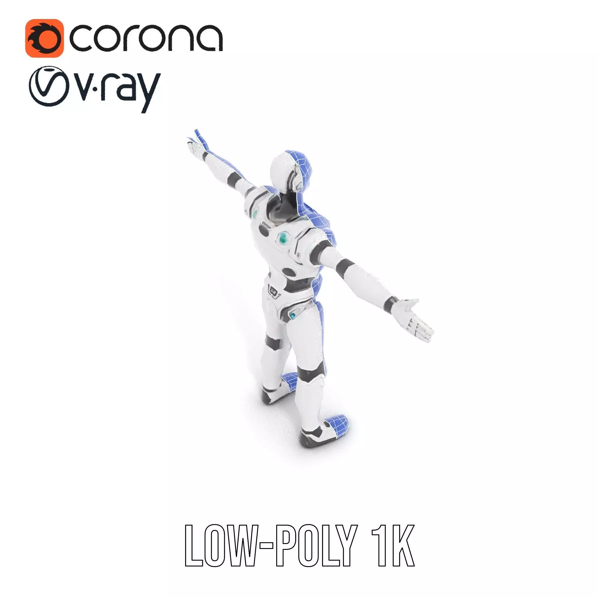 Futuristic Humanoid Robot Model Pack Low-poly 3D model_27