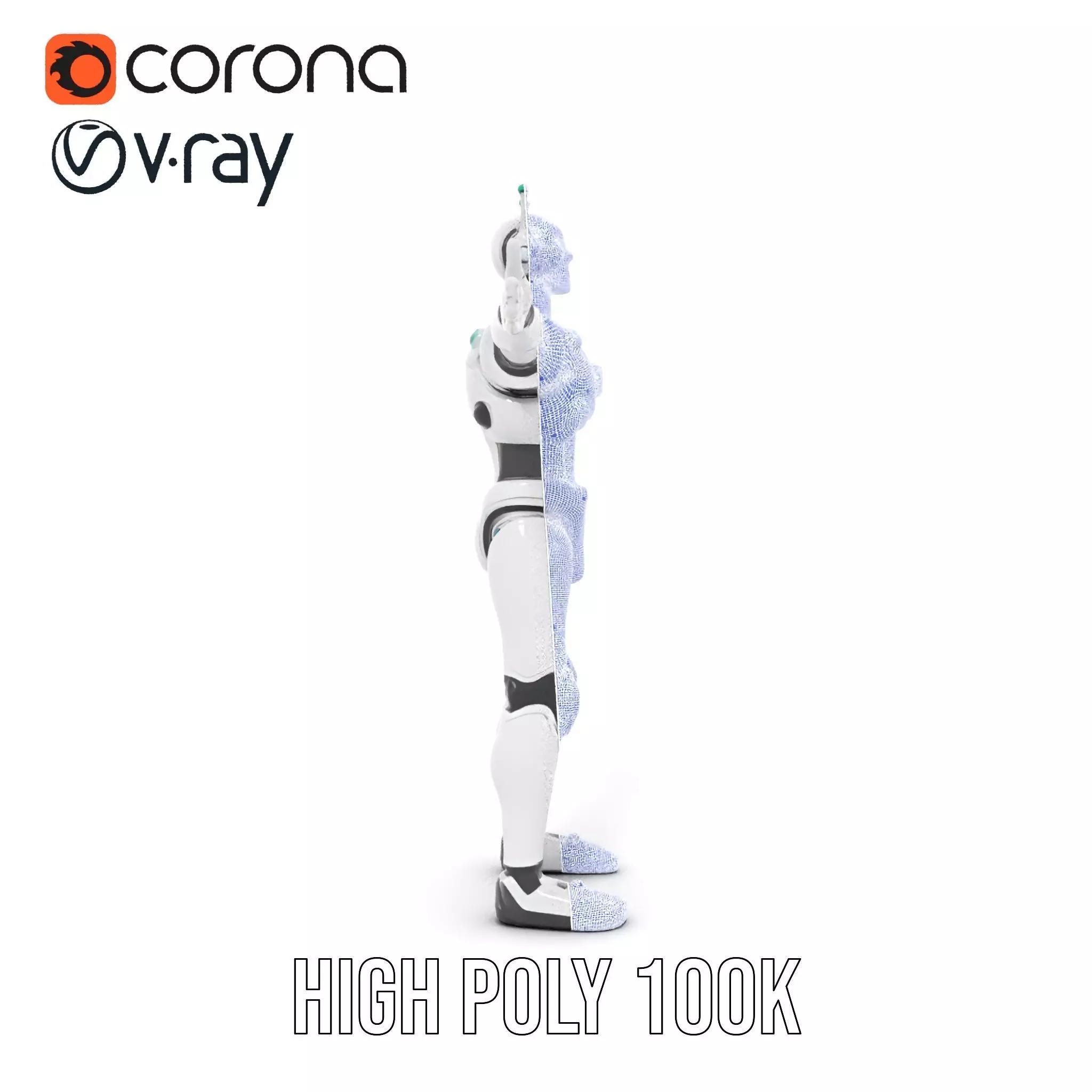 Futuristic Humanoid Robot Model Pack Low-poly 3D model_34