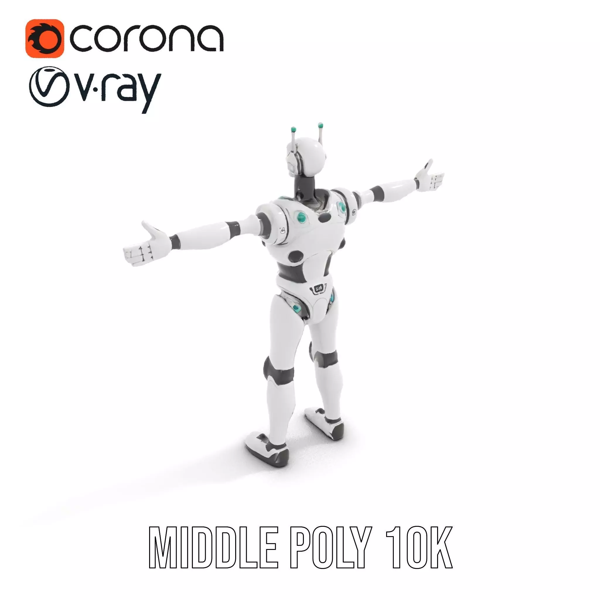 Futuristic Humanoid Robot Model Pack Low-poly 3D model_5