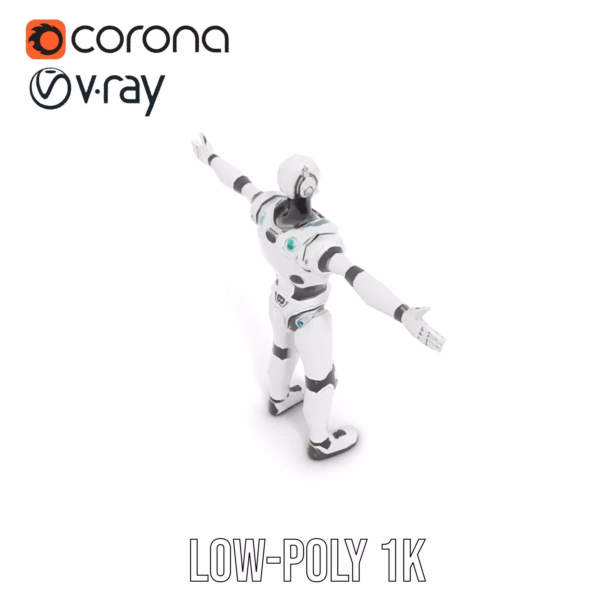 Futuristic Humanoid Robot Model Pack Low-poly 3D model_7