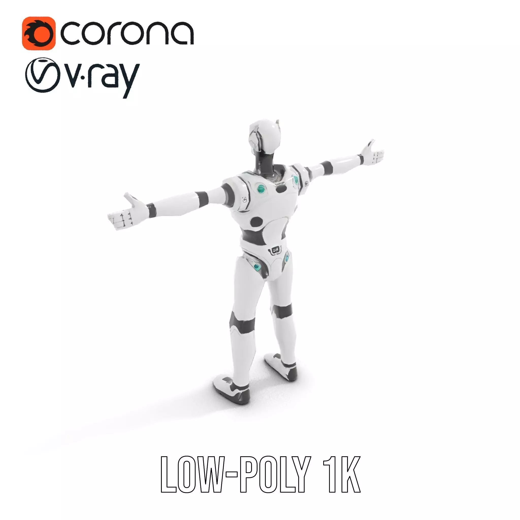 Futuristic Humanoid Robot Model Pack Low-poly 3D model_8