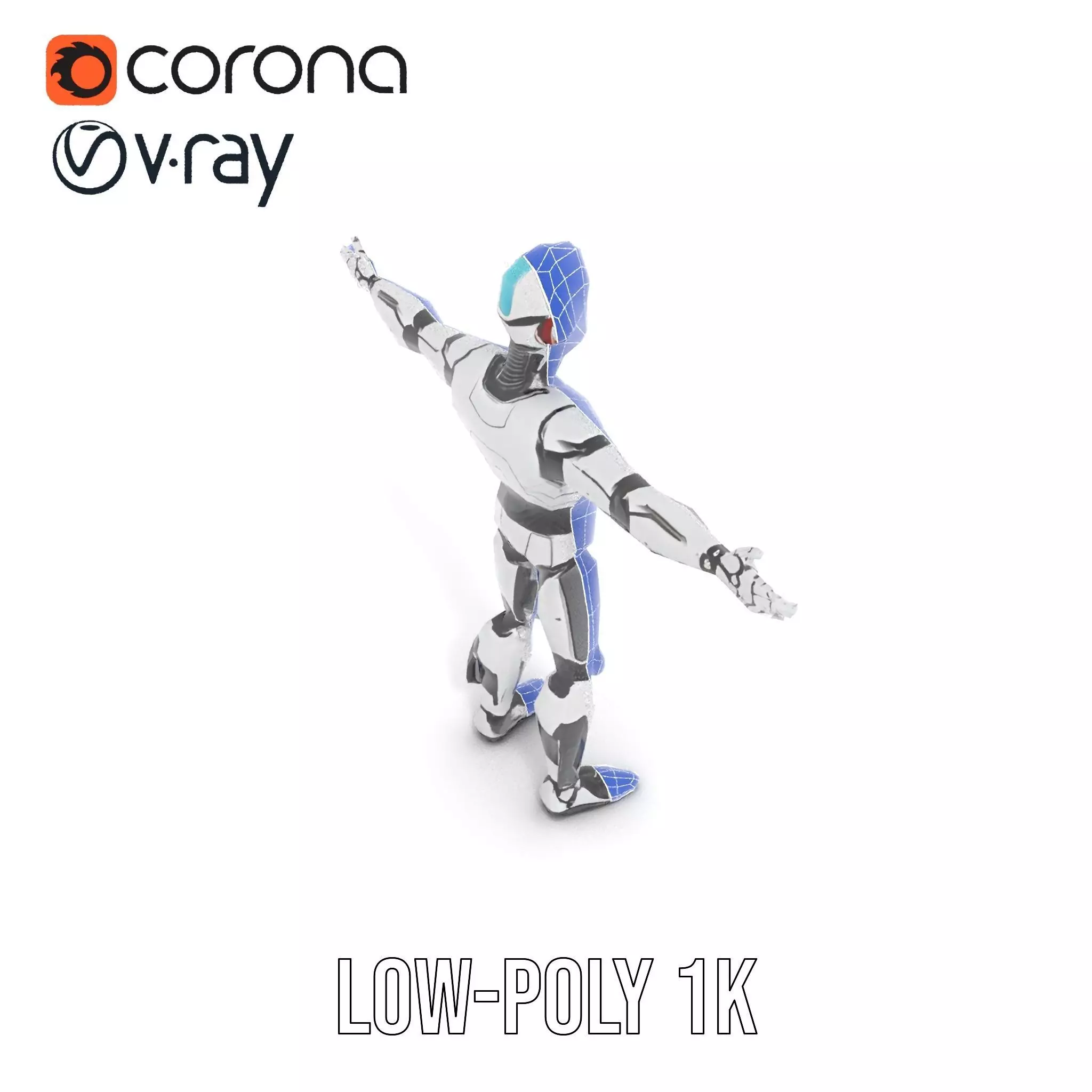 Advanced Futuristic Robot Model Pack with Articulated Limbs Low-poly 3D model_11