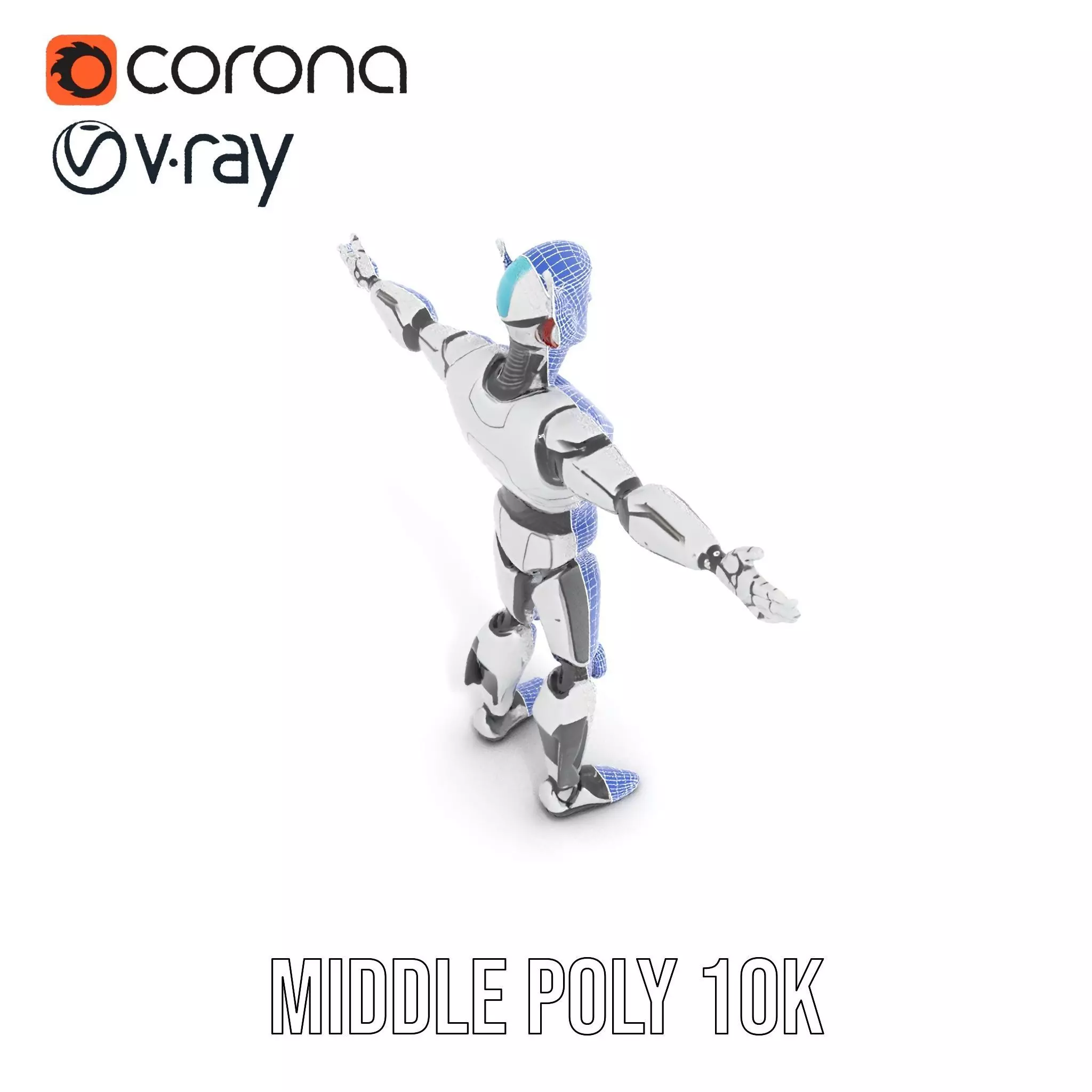 Advanced Futuristic Robot Model Pack with Articulated Limbs Low-poly 3D model_18