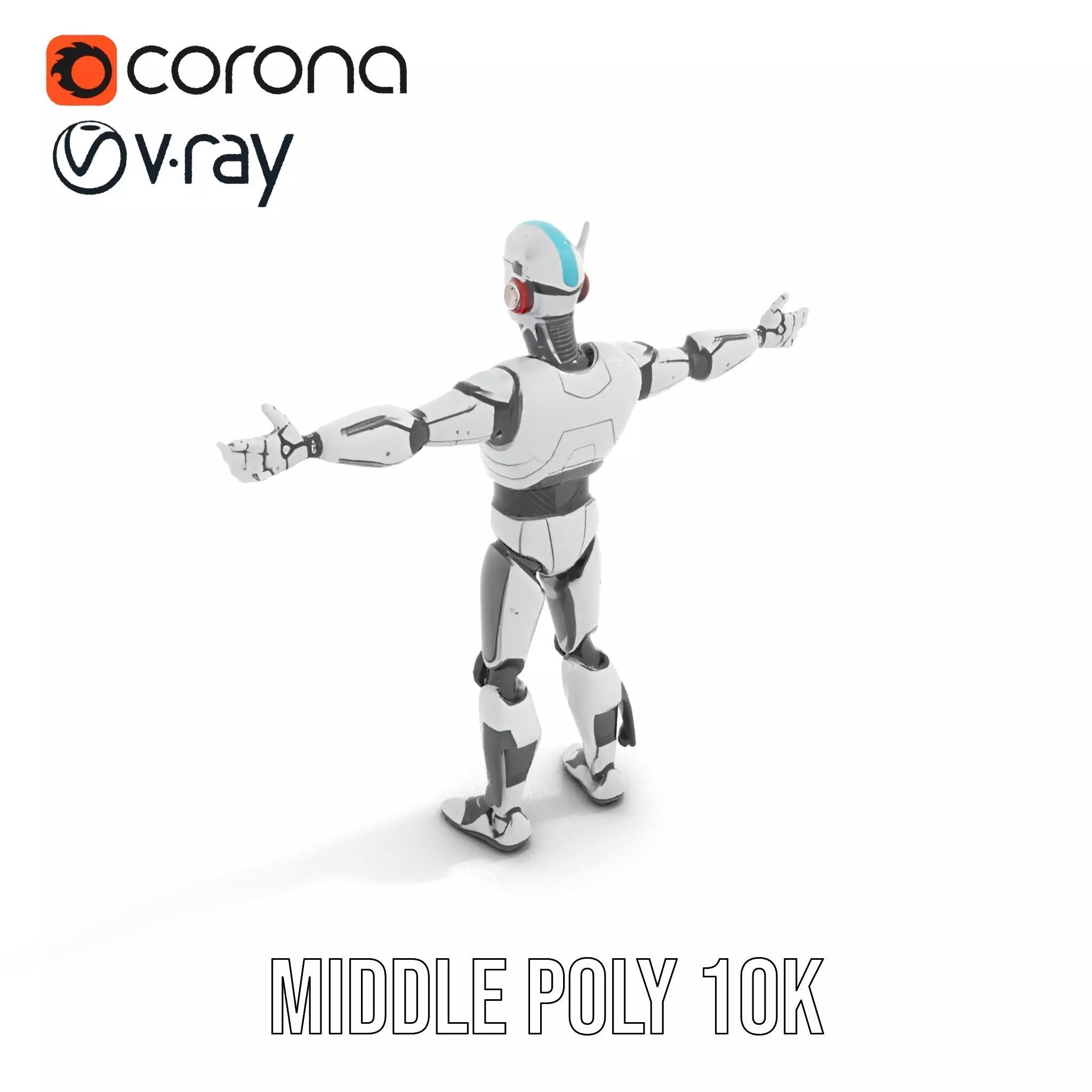 Advanced Futuristic Robot Model Pack with Articulated Limbs Low-poly 3D model_16