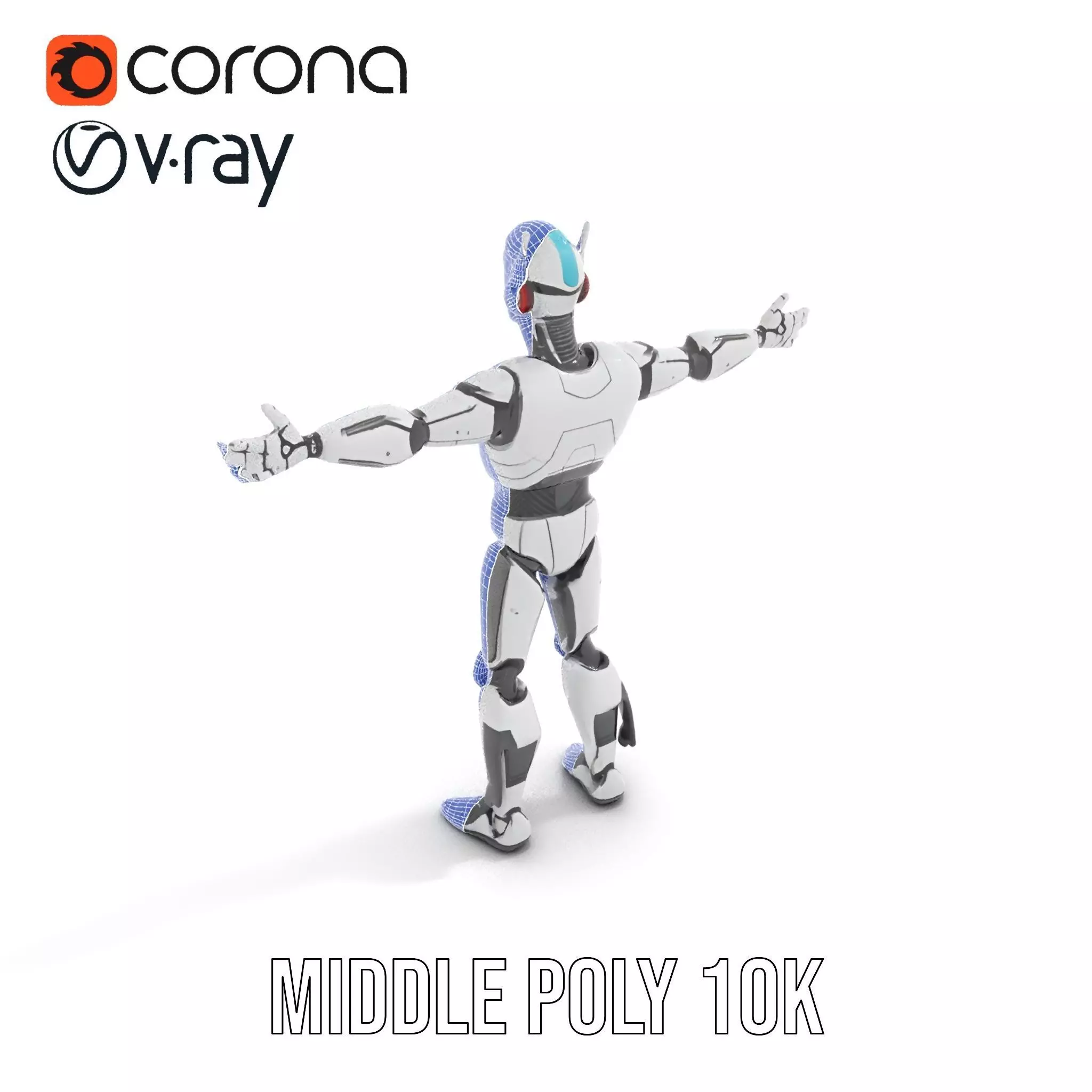 Advanced Futuristic Robot Model Pack with Articulated Limbs Low-poly 3D model_30
