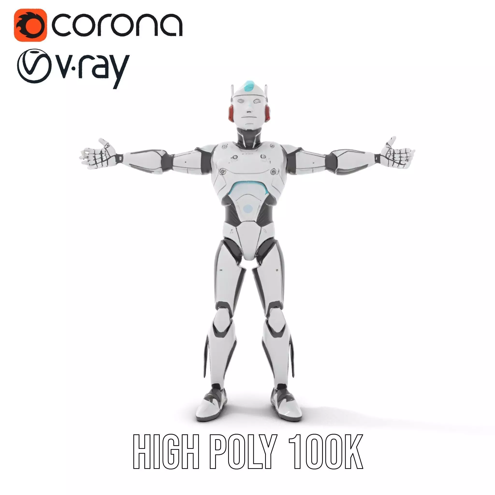 Advanced Futuristic Robot Model Pack with Articulated Limbs Low-poly 3D model_9