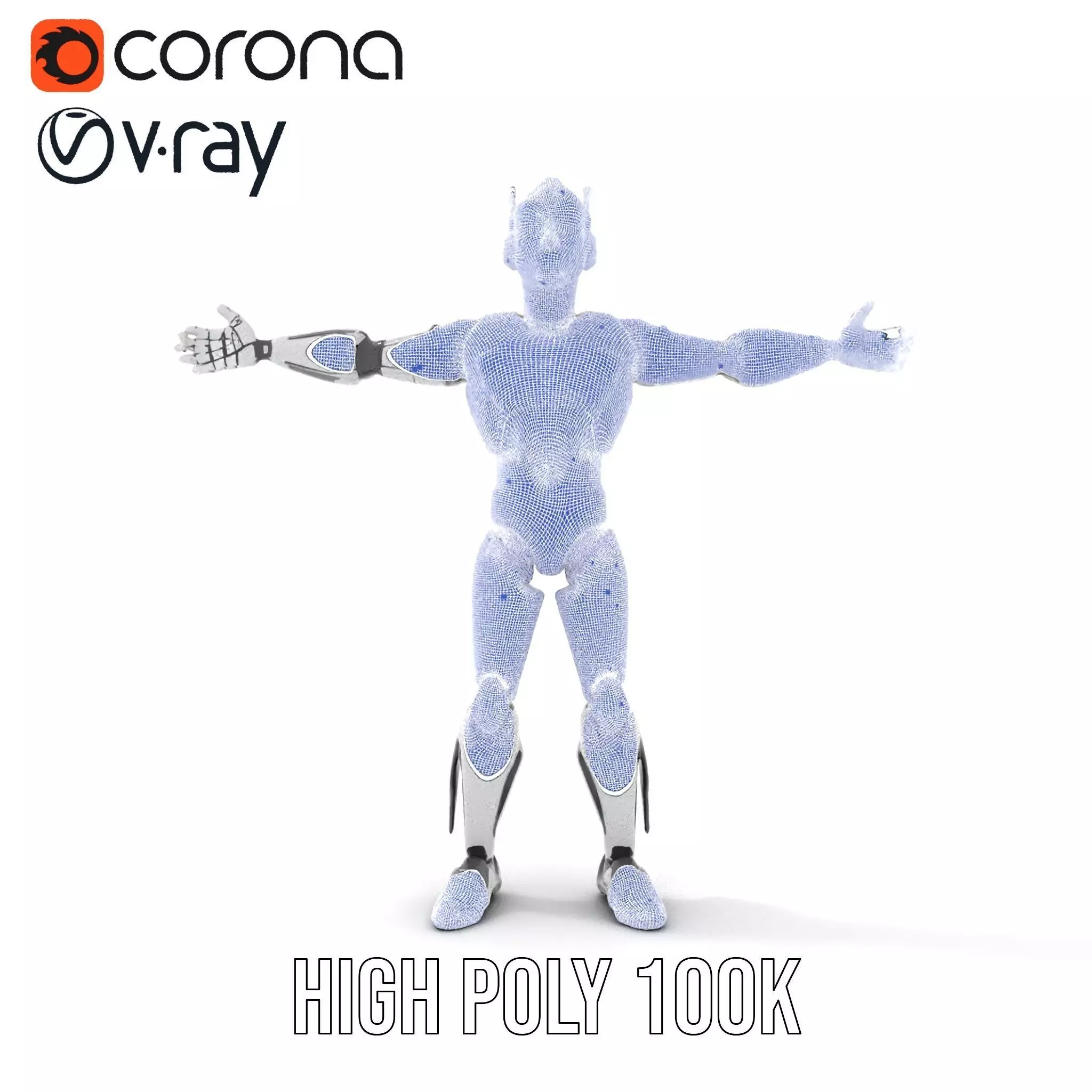 Advanced Futuristic Robot Model Pack with Articulated Limbs Low-poly 3D model_26