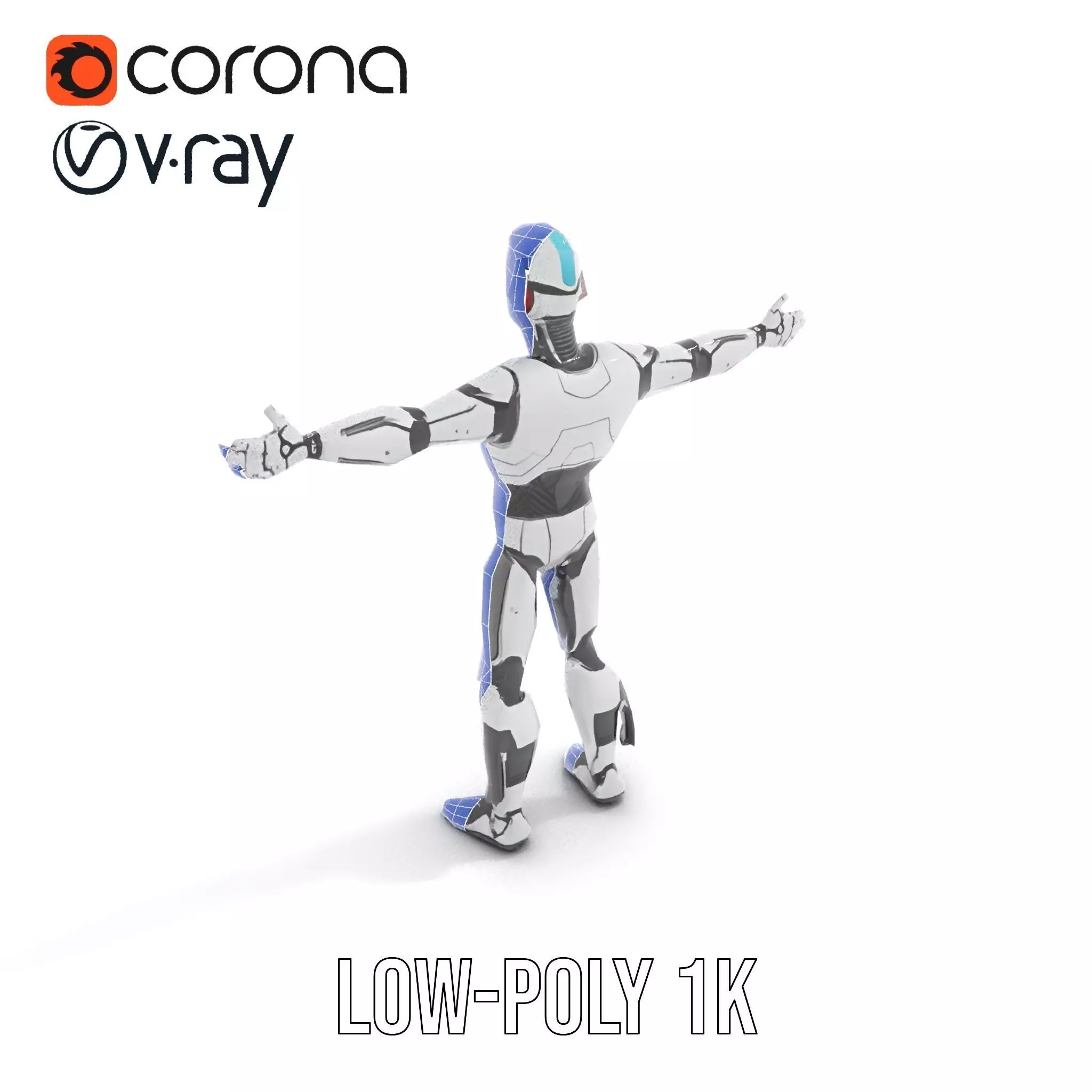 Advanced Futuristic Robot Model Pack with Articulated Limbs Low-poly 3D model_14