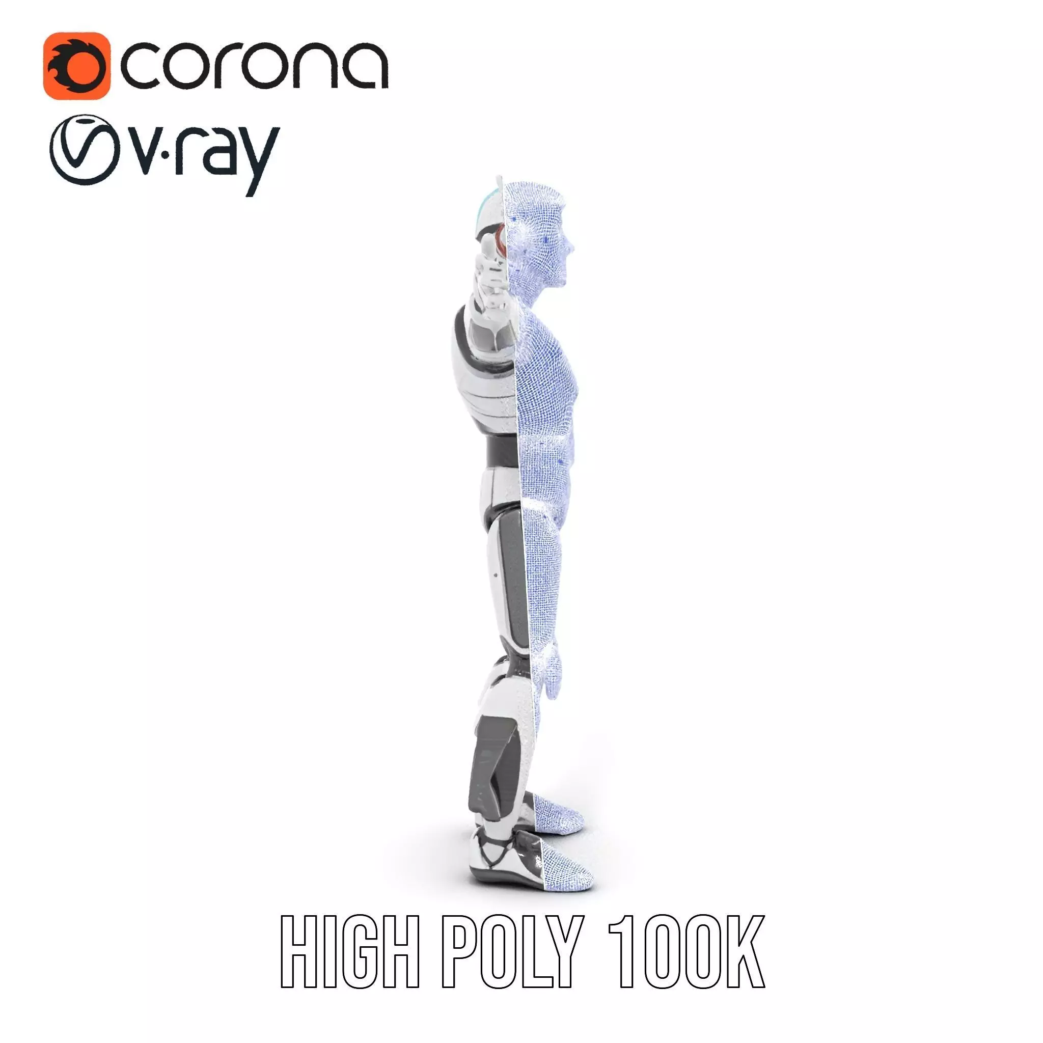 Advanced Futuristic Robot Model Pack with Articulated Limbs Low-poly 3D model_34