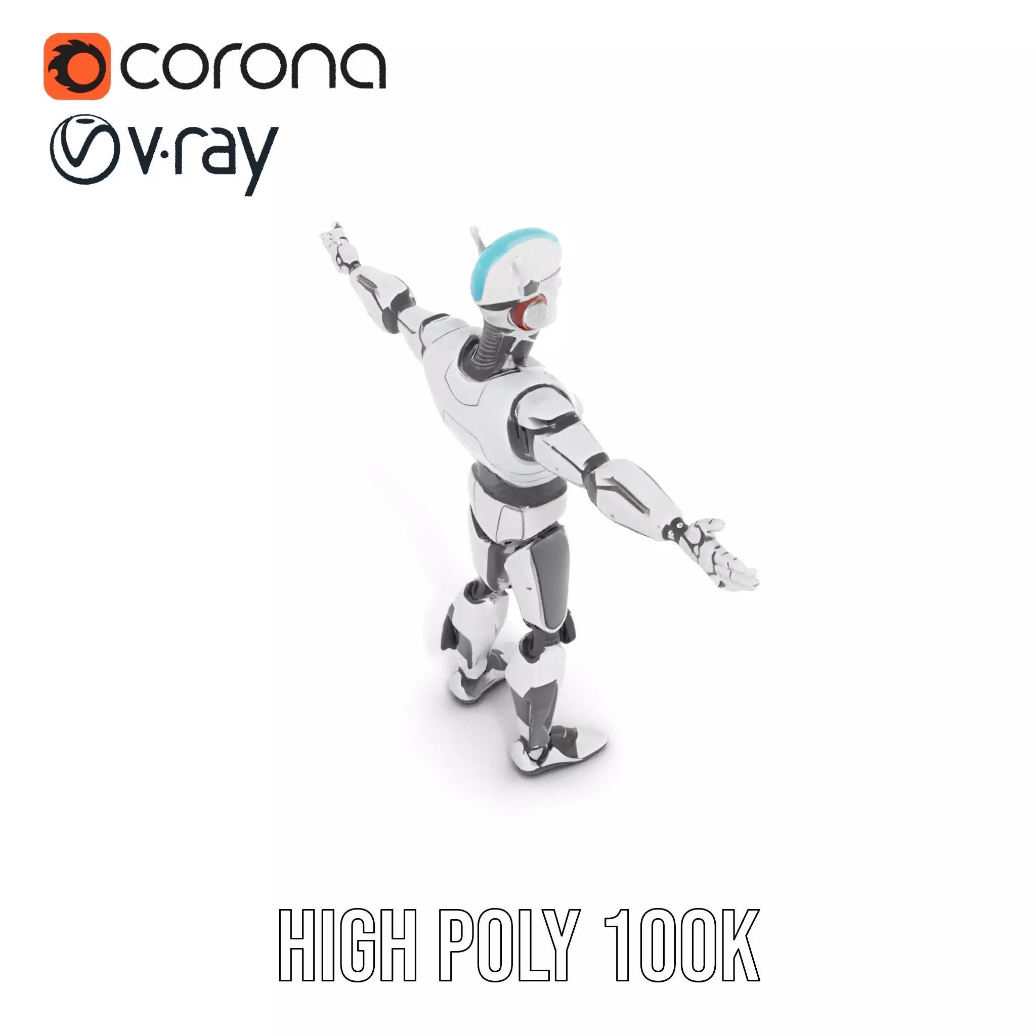 Advanced Futuristic Robot Model Pack with Articulated Limbs Low-poly 3D model_23