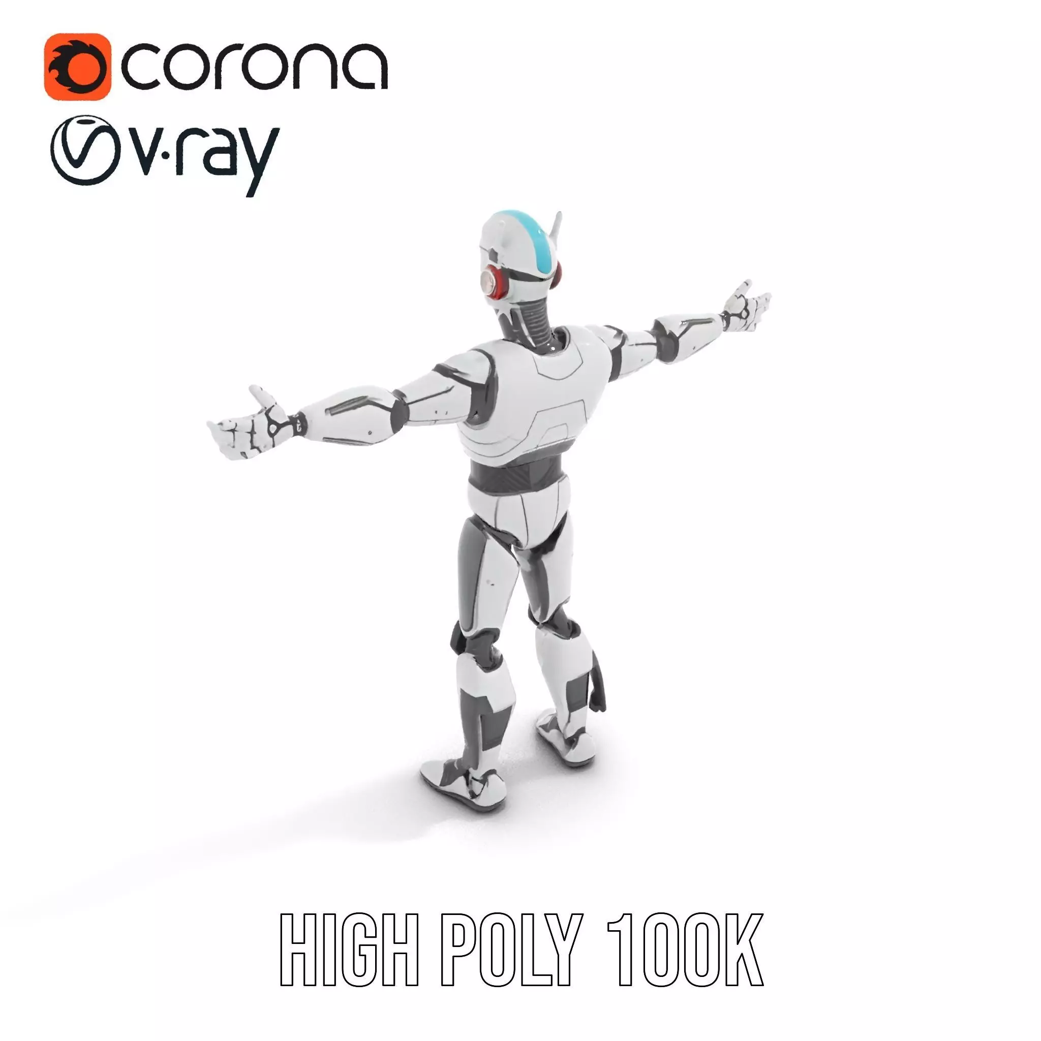 Advanced Futuristic Robot Model Pack with Articulated Limbs Low-poly 3D model_12