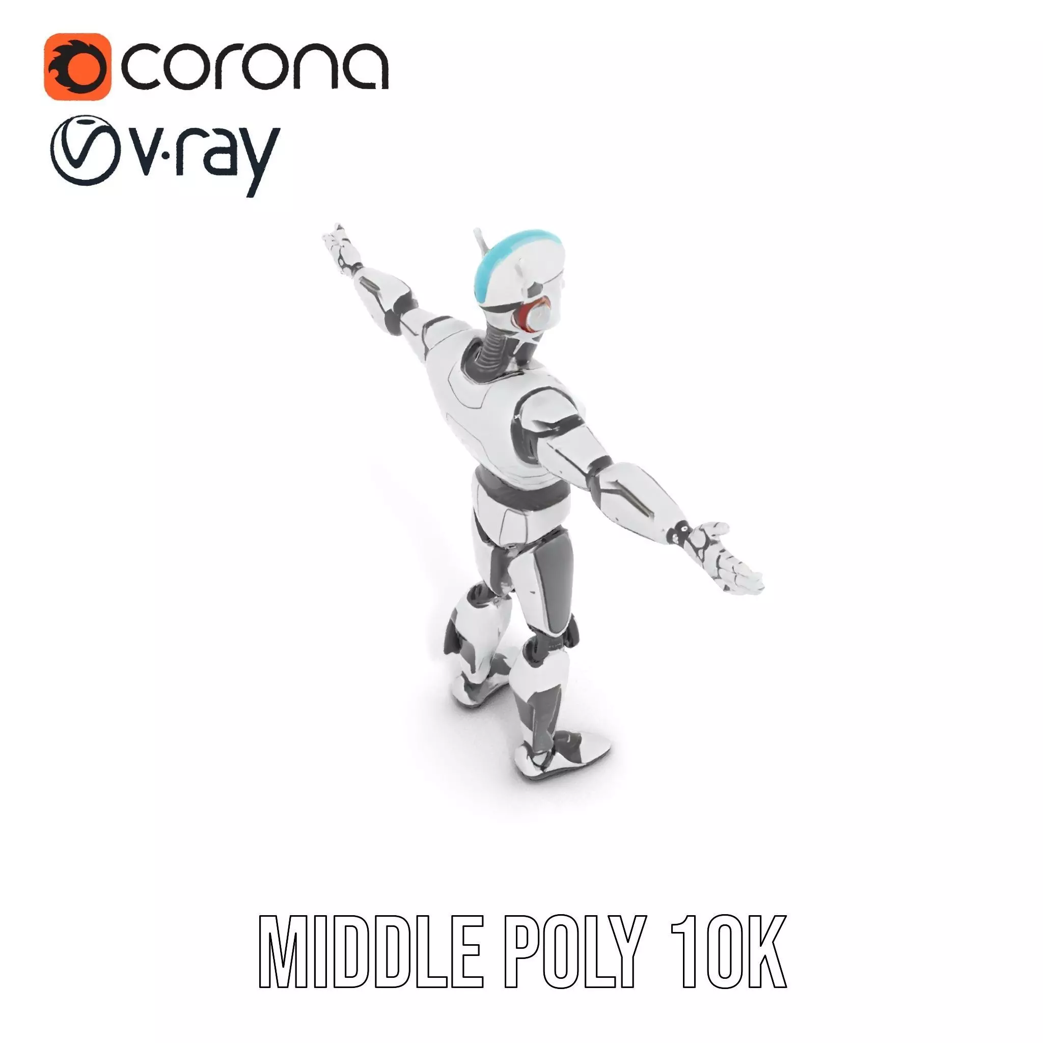 Advanced Futuristic Robot Model Pack with Articulated Limbs Low-poly 3D model_5