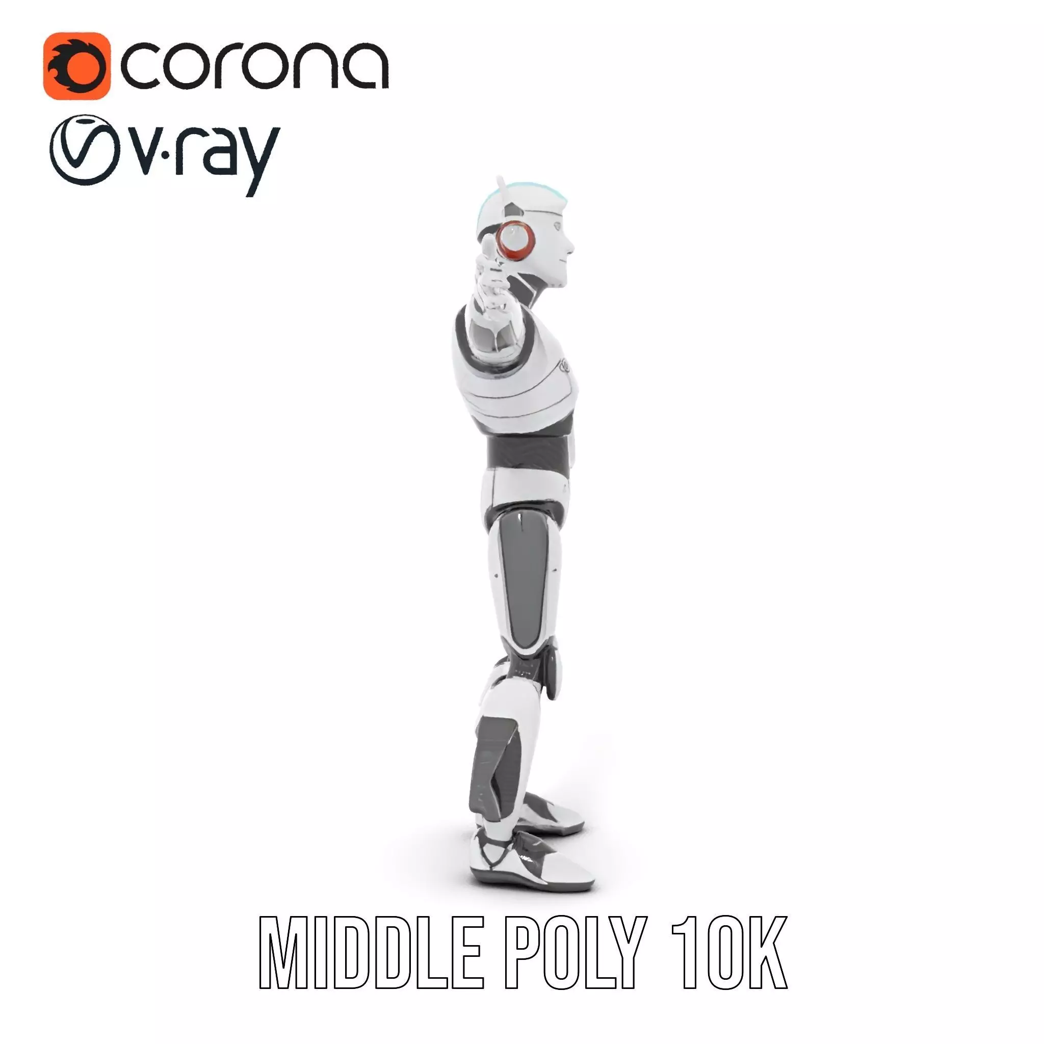 Advanced Futuristic Robot Model Pack with Articulated Limbs Low-poly 3D model_6