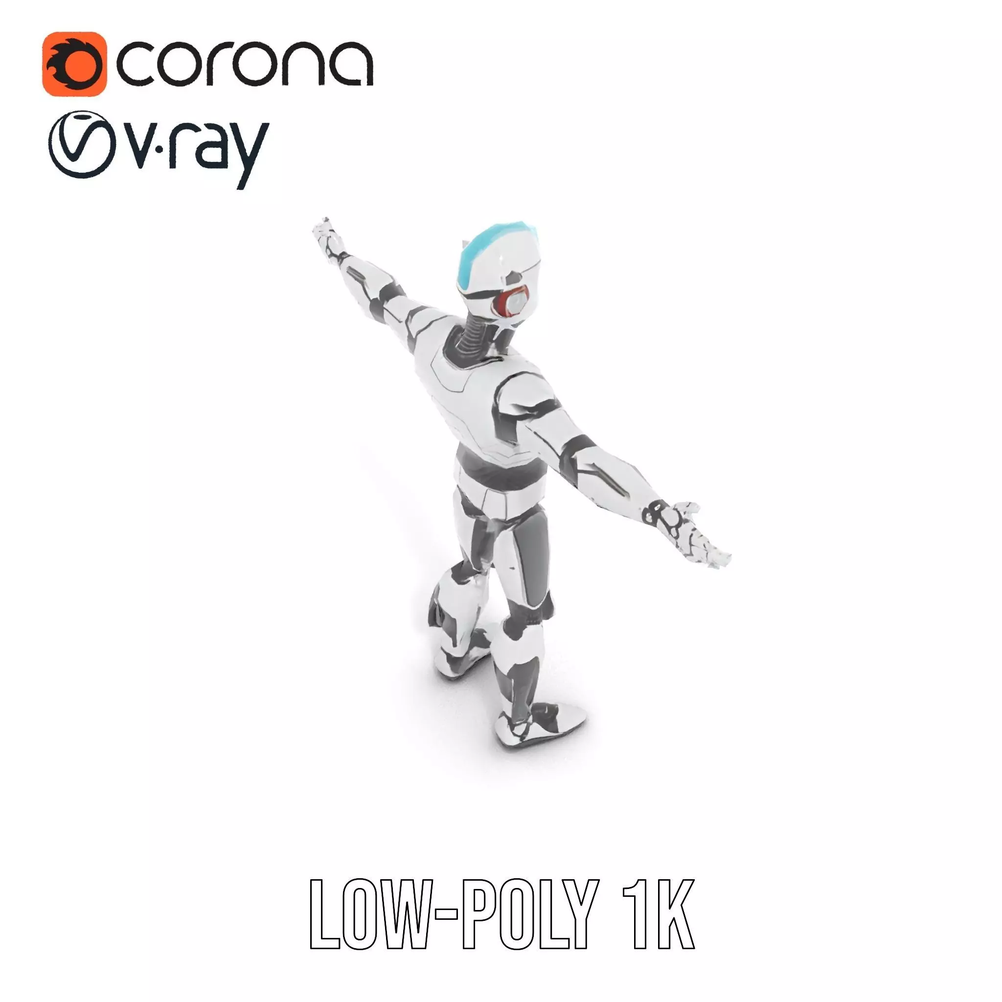 Advanced Futuristic Robot Model Pack with Articulated Limbs Low-poly 3D model_8