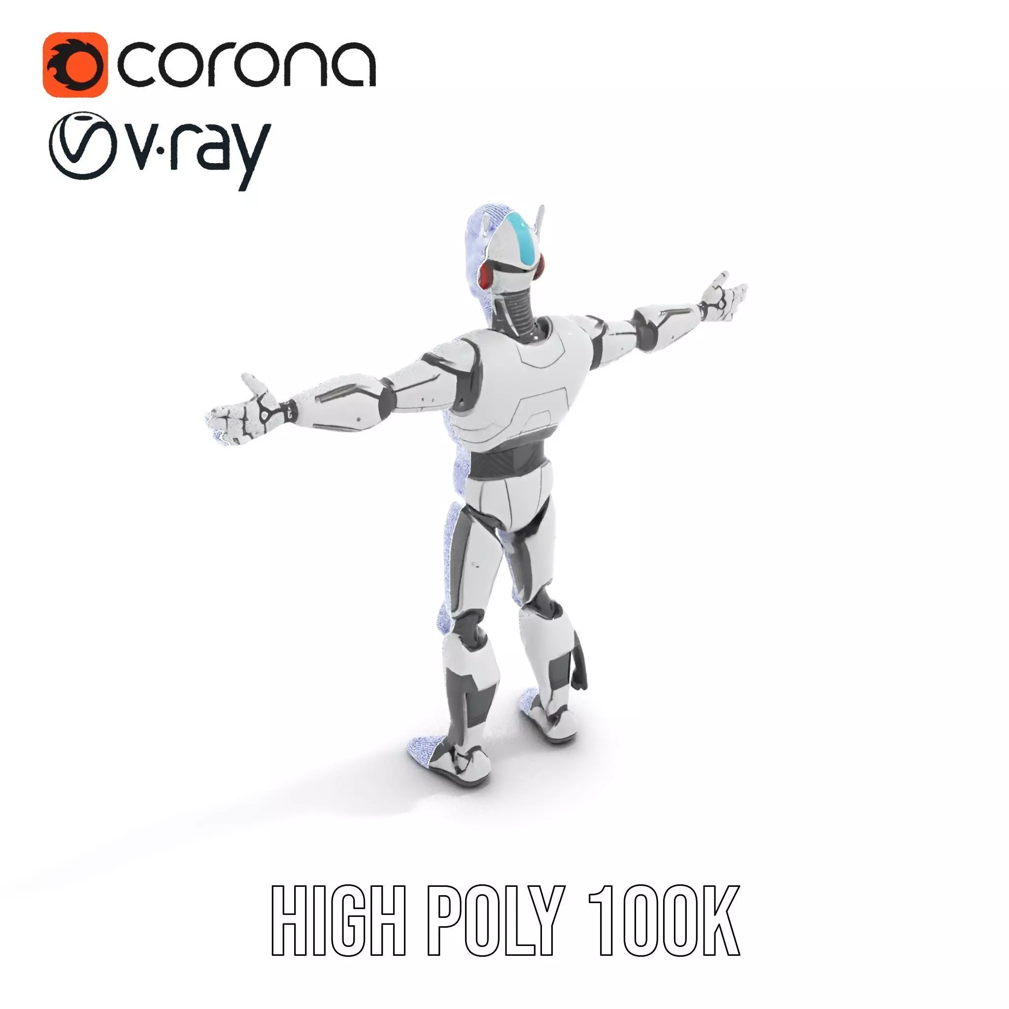 Advanced Futuristic Robot Model Pack with Articulated Limbs Low-poly 3D model_29