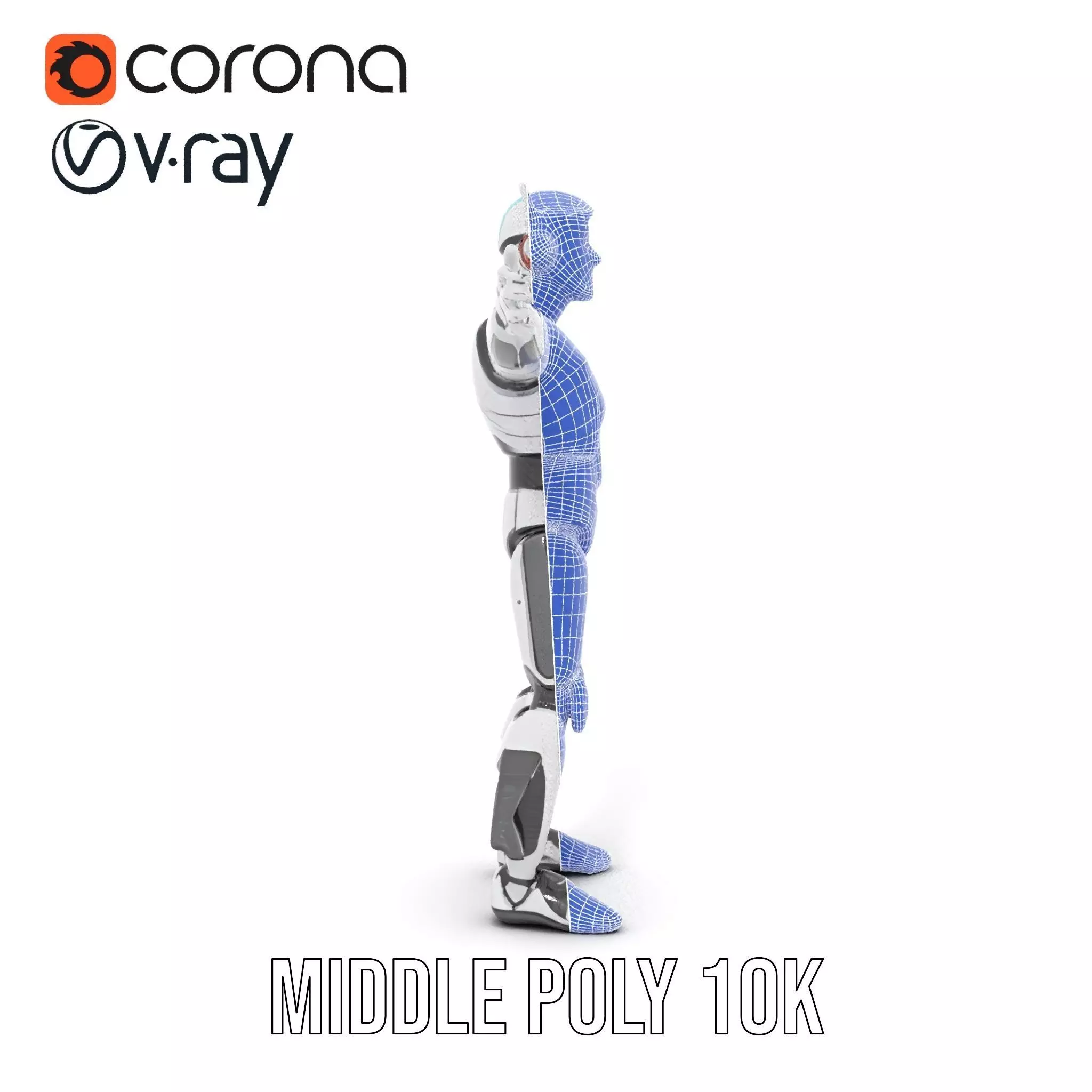 Advanced Futuristic Robot Model Pack with Articulated Limbs Low-poly 3D model_27