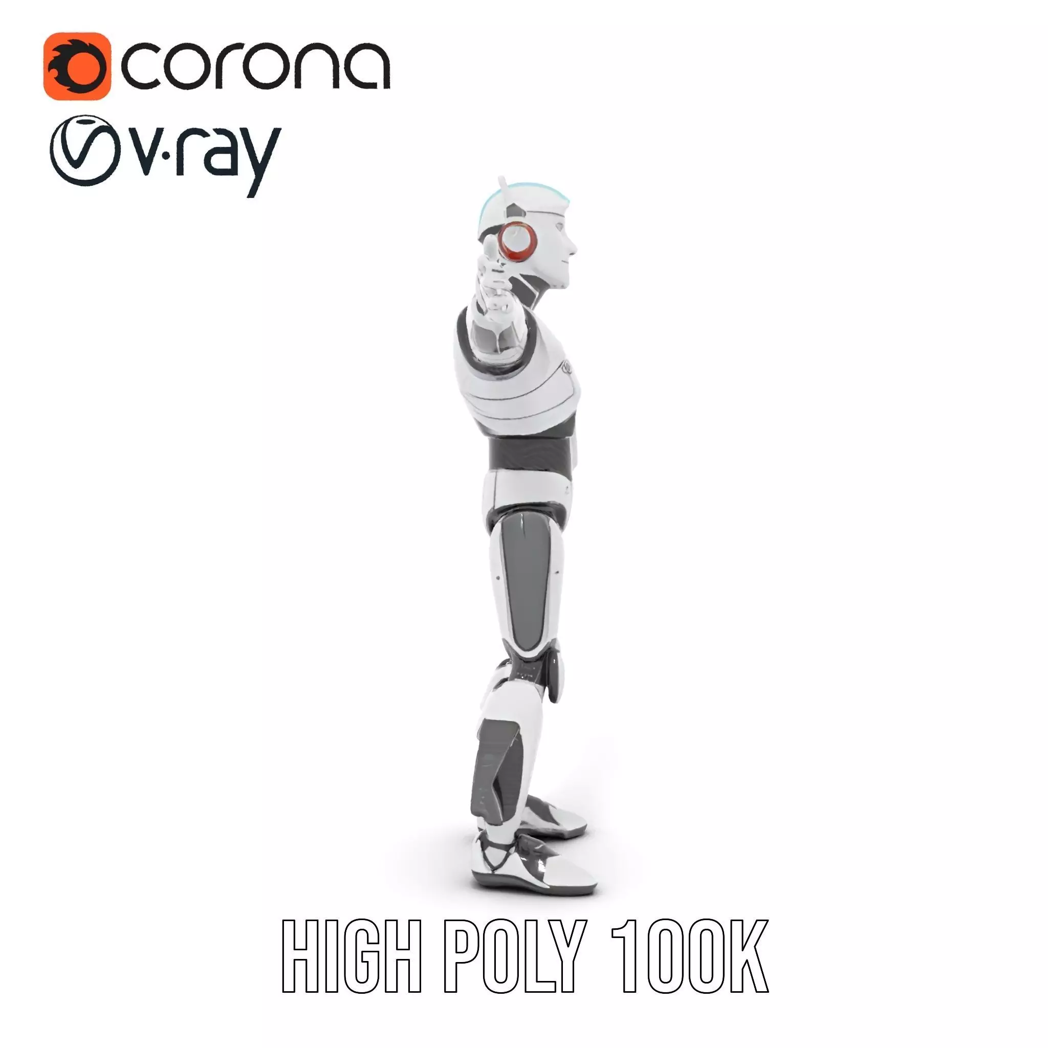 Advanced Futuristic Robot Model Pack with Articulated Limbs Low-poly 3D model_32