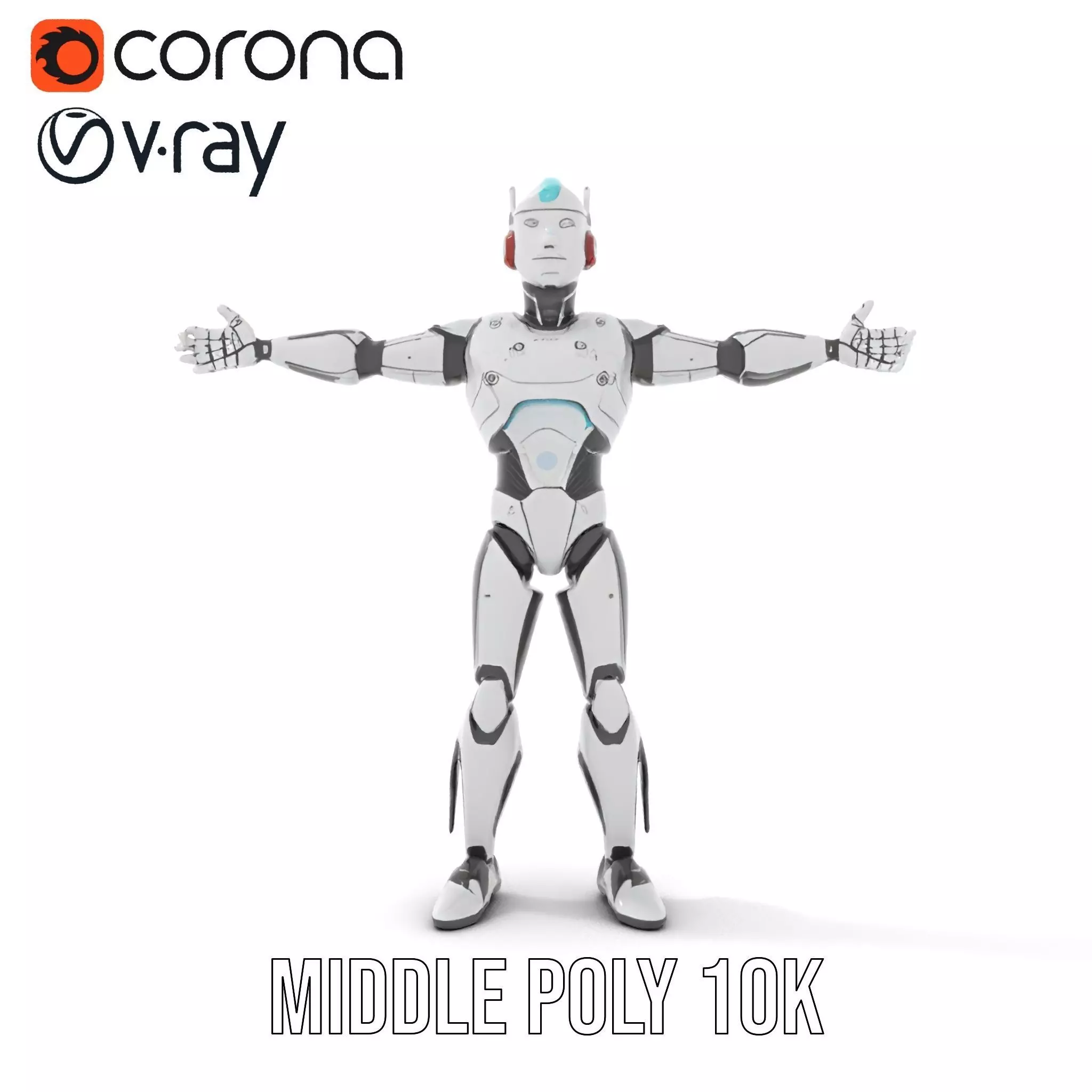 Advanced Futuristic Robot Model Pack with Articulated Limbs Low-poly 3D model_10