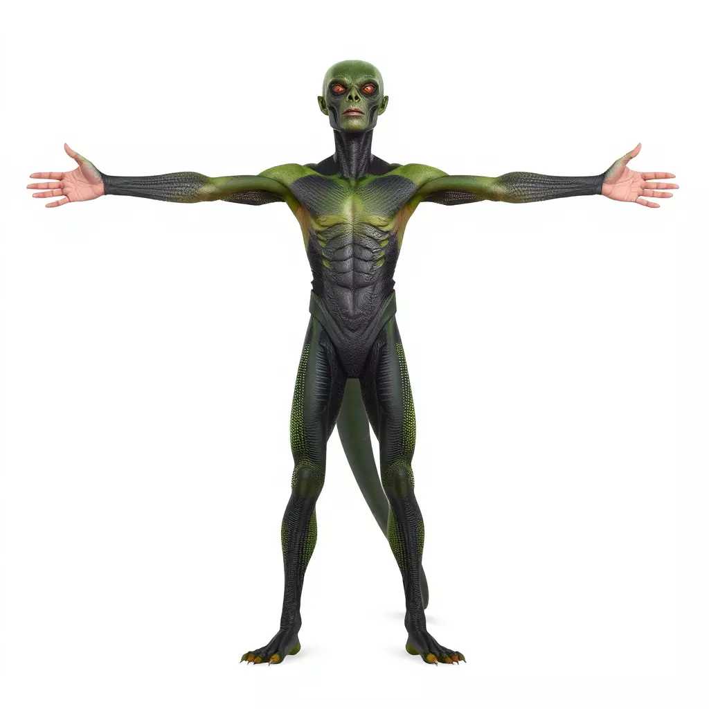 Reptilian Alien Character Model Pack Low-poly 3D model_2