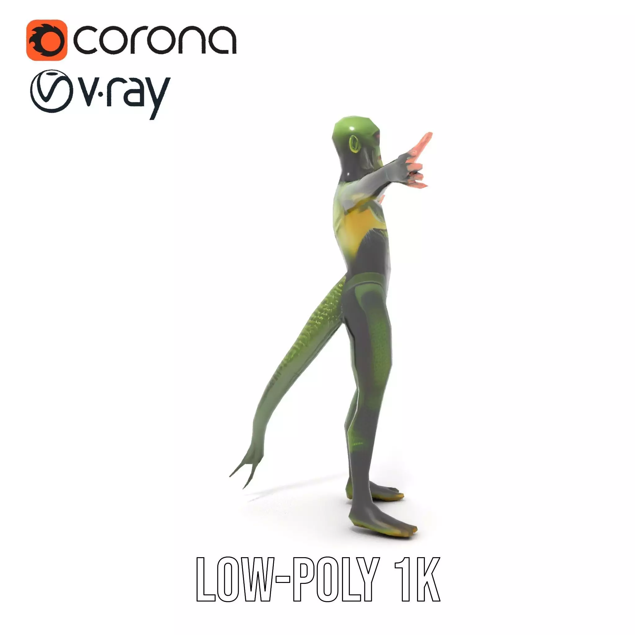 Reptilian Alien Character Model Pack Low-poly 3D model_24