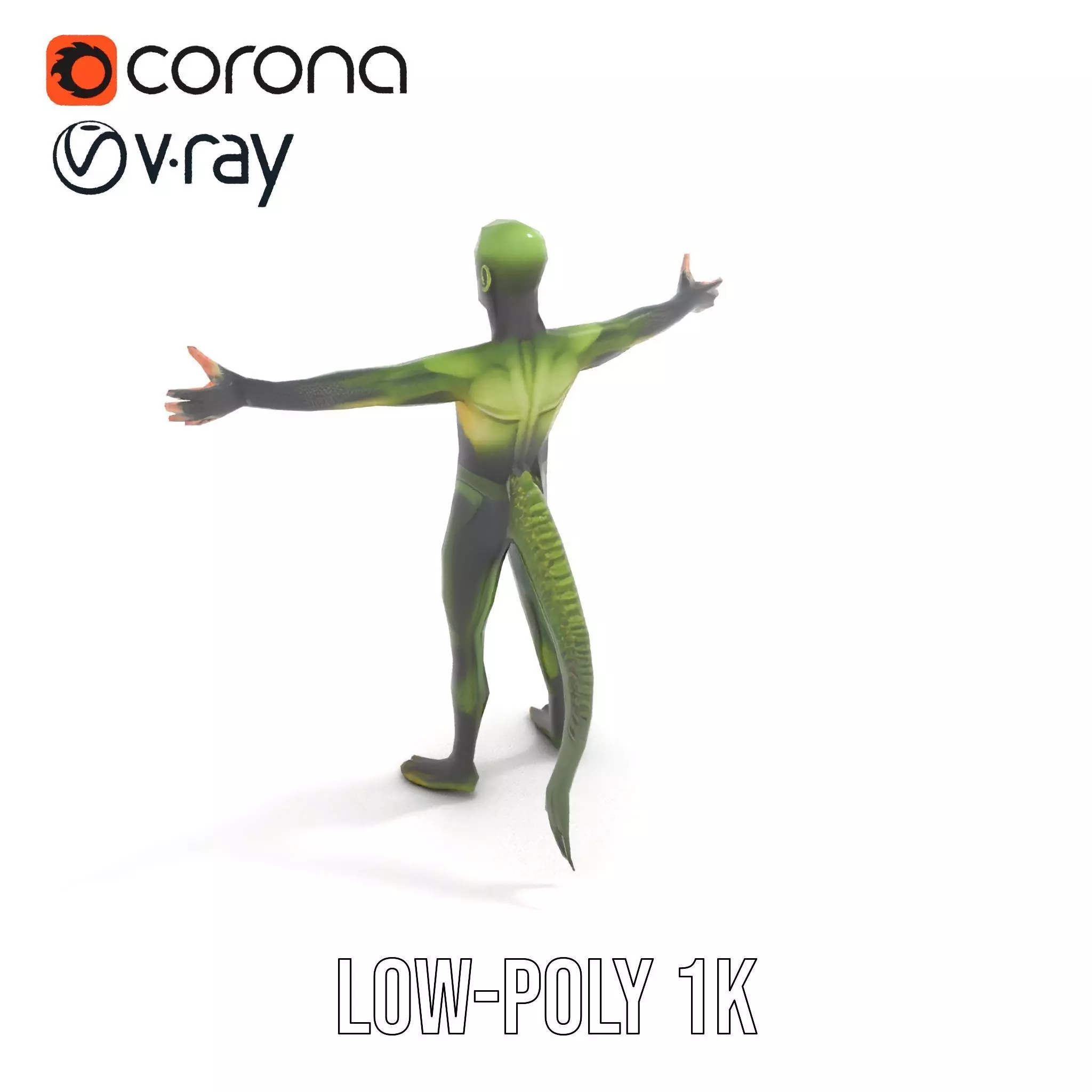 Reptilian Alien Character Model Pack Low-poly 3D model_10