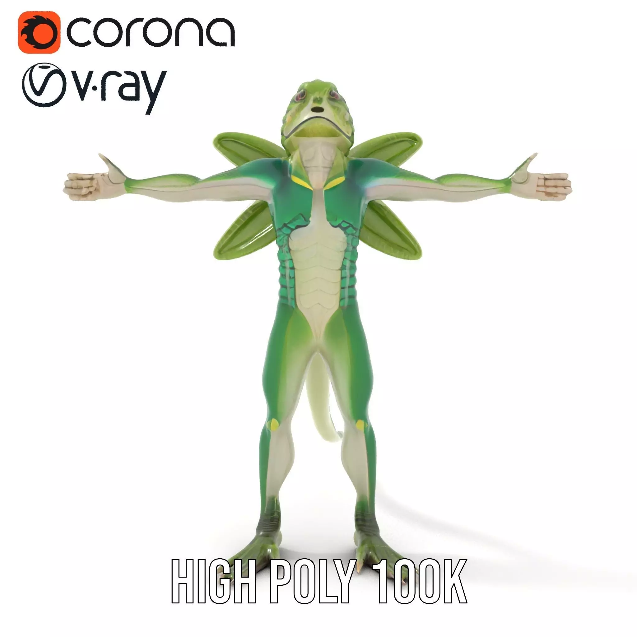 Reptilian Creature Model Pack with Green Scales and Wings Low-poly 3D model_25
