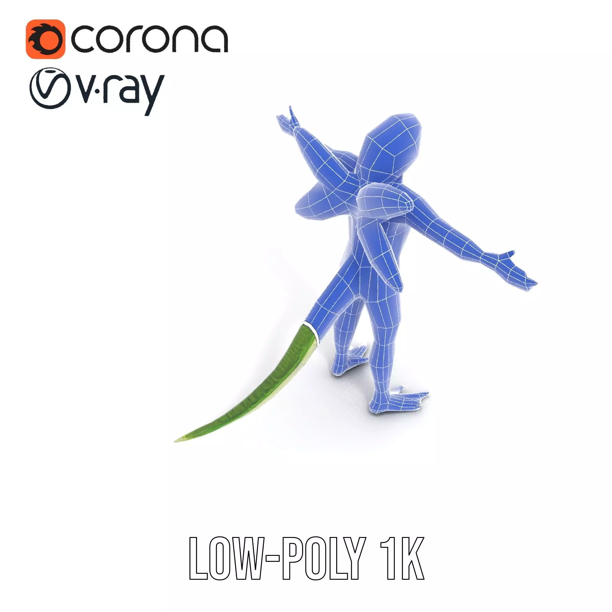 Reptilian Creature Model Pack with Green Scales and Wings Low-poly 3D model_30