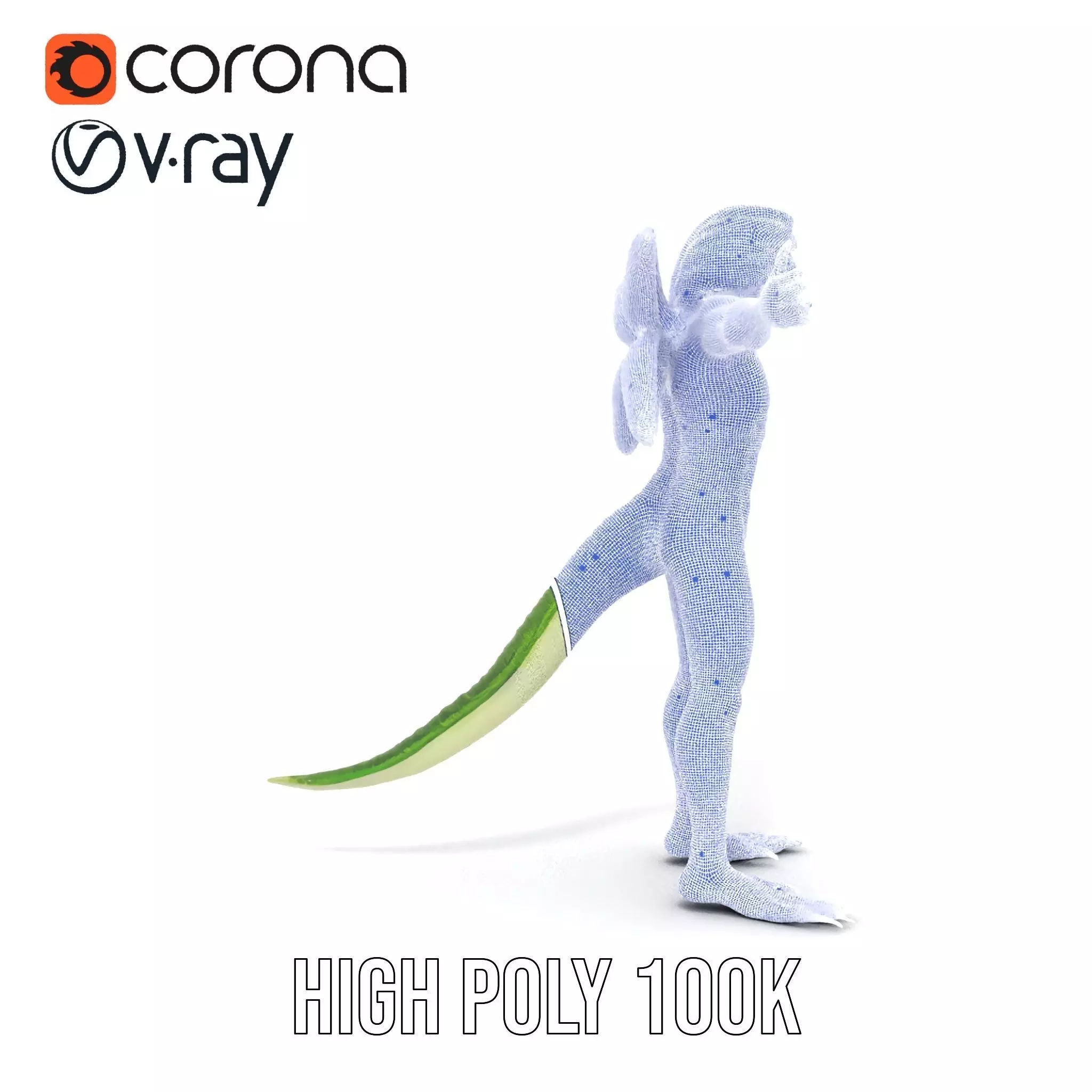 Reptilian Creature Model Pack with Green Scales and Wings Low-poly 3D model_34