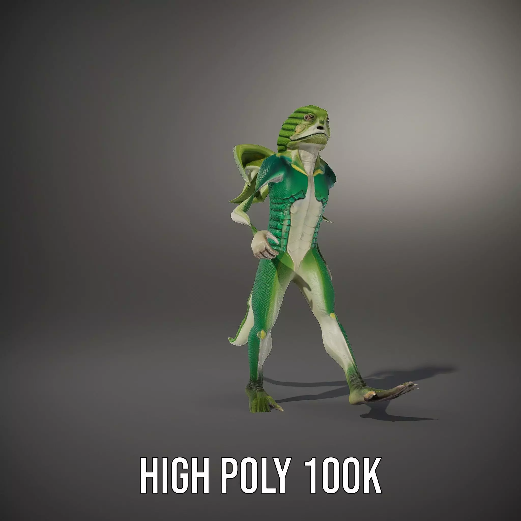 Reptilian Creature Model Pack with Green Scales and Wings Low-poly 3D model_17