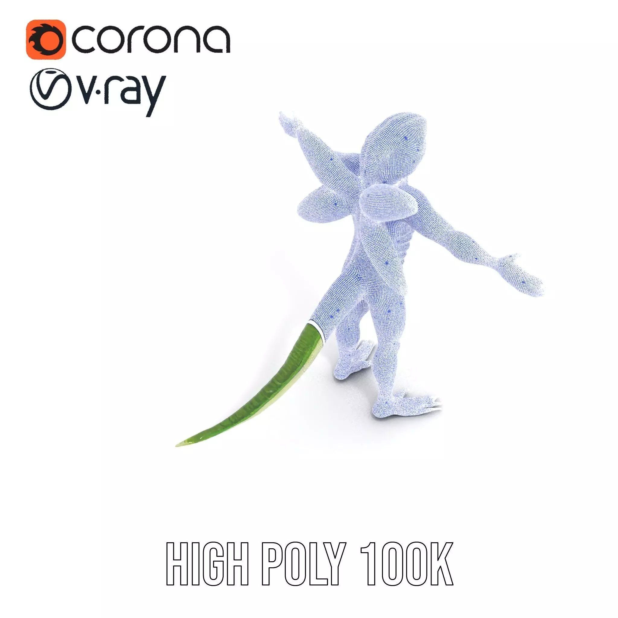 Reptilian Creature Model Pack with Green Scales and Wings Low-poly 3D model_32