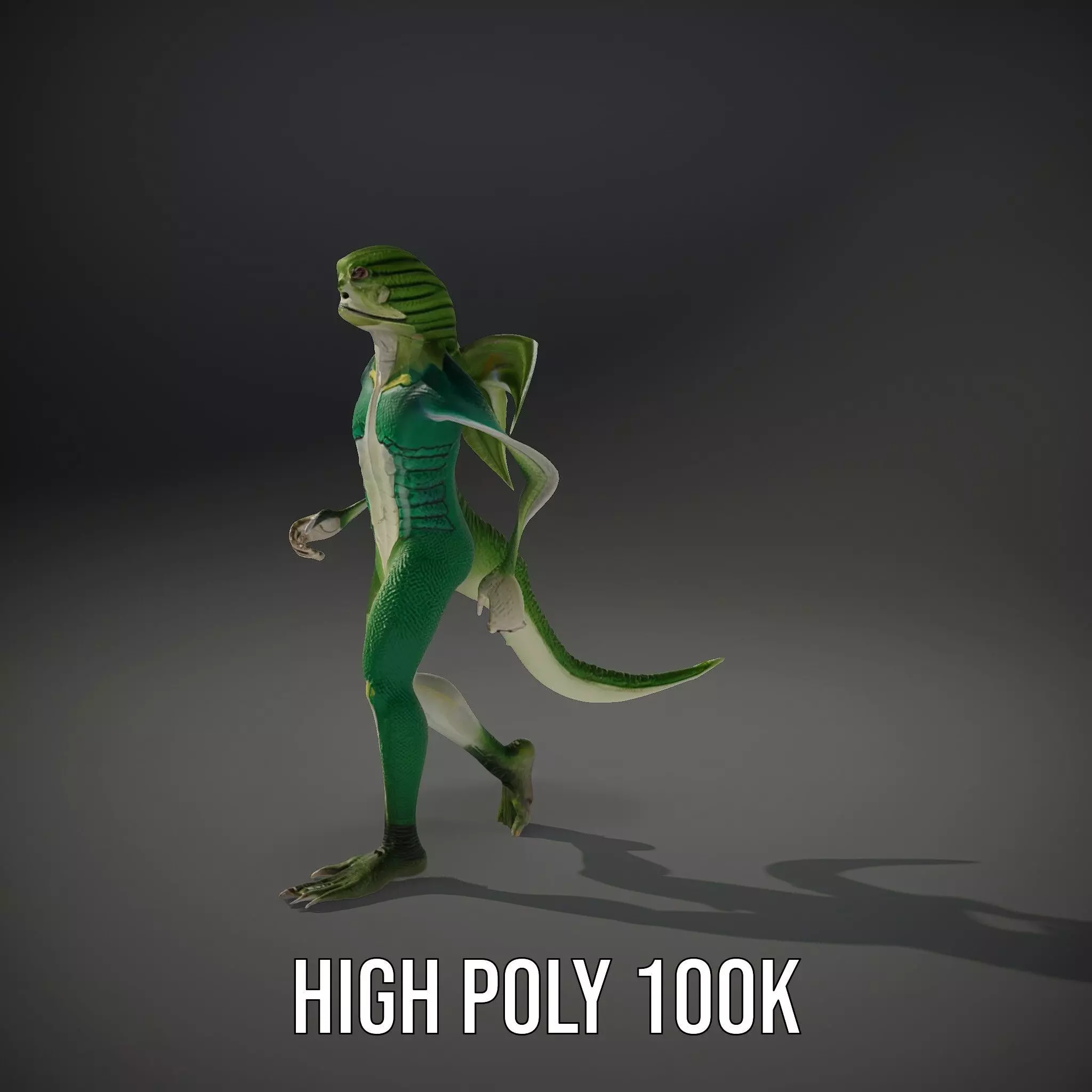 Reptilian Creature Model Pack with Green Scales and Wings Low-poly 3D model_14