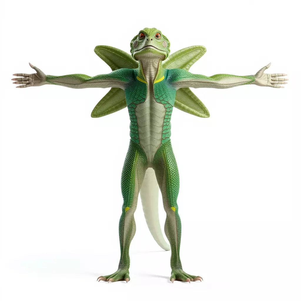 Reptilian Creature Model Pack with Green Scales and Wings Low-poly 3D model_2