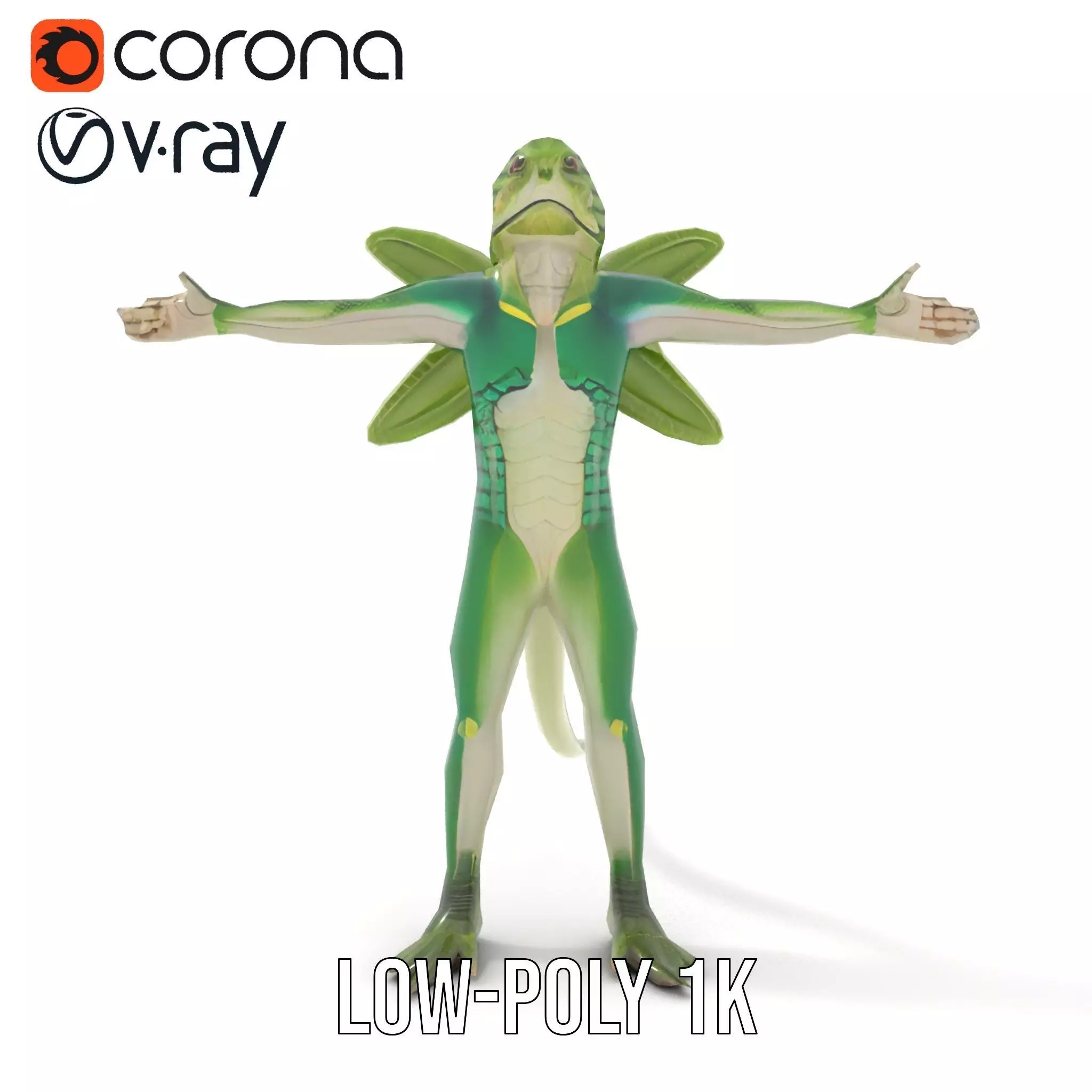 Reptilian Creature Model Pack with Green Scales and Wings Low-poly 3D model_13