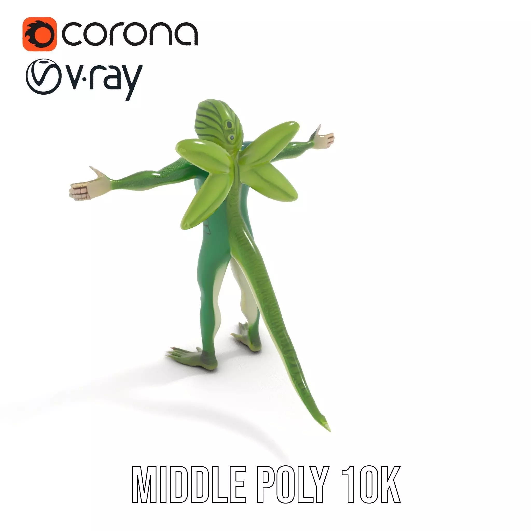 Reptilian Creature Model Pack with Green Scales and Wings Low-poly 3D model_26