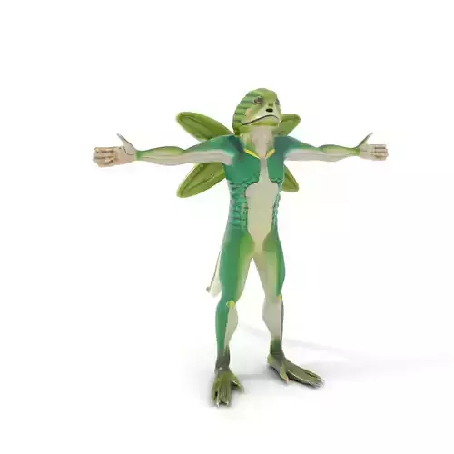 Reptilian Creature Model Pack with Green Scales and Wings Low-poly 3D model