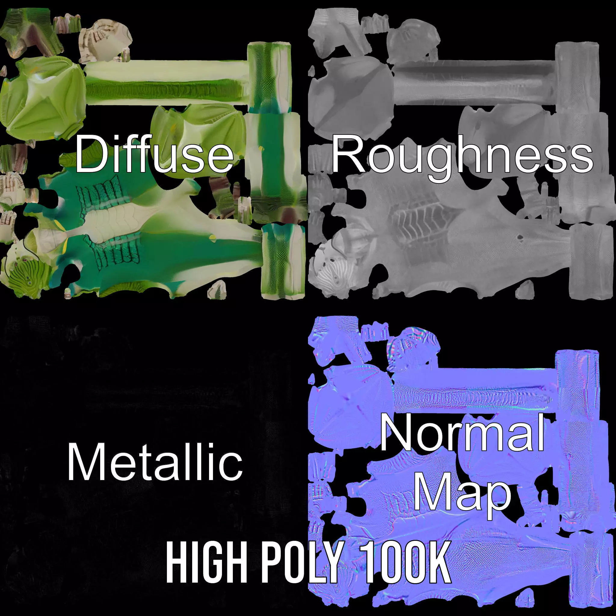 Reptilian Creature Model Pack with Green Scales and Wings Low-poly 3D model_3