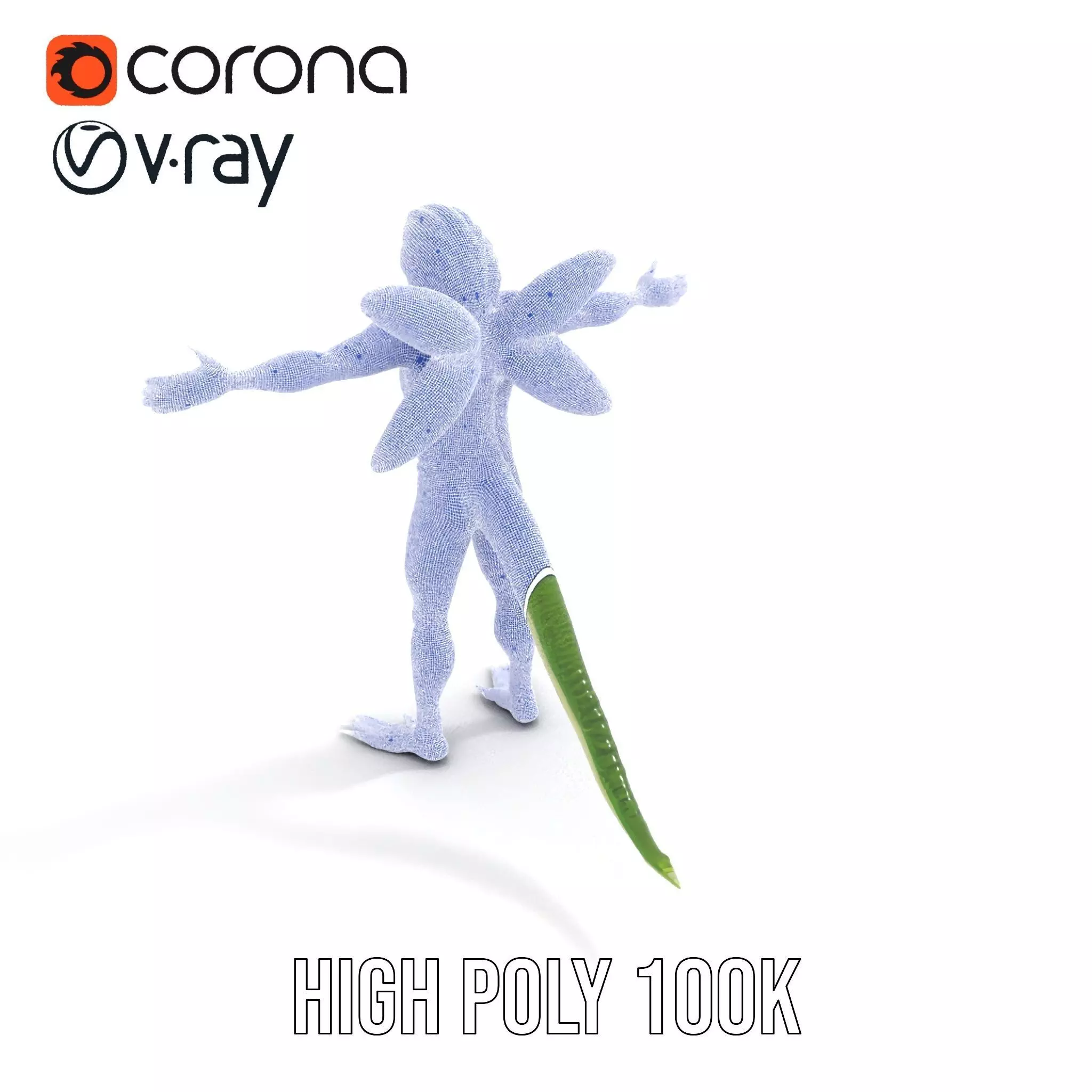 Reptilian Creature Model Pack with Green Scales and Wings Low-poly 3D model_33