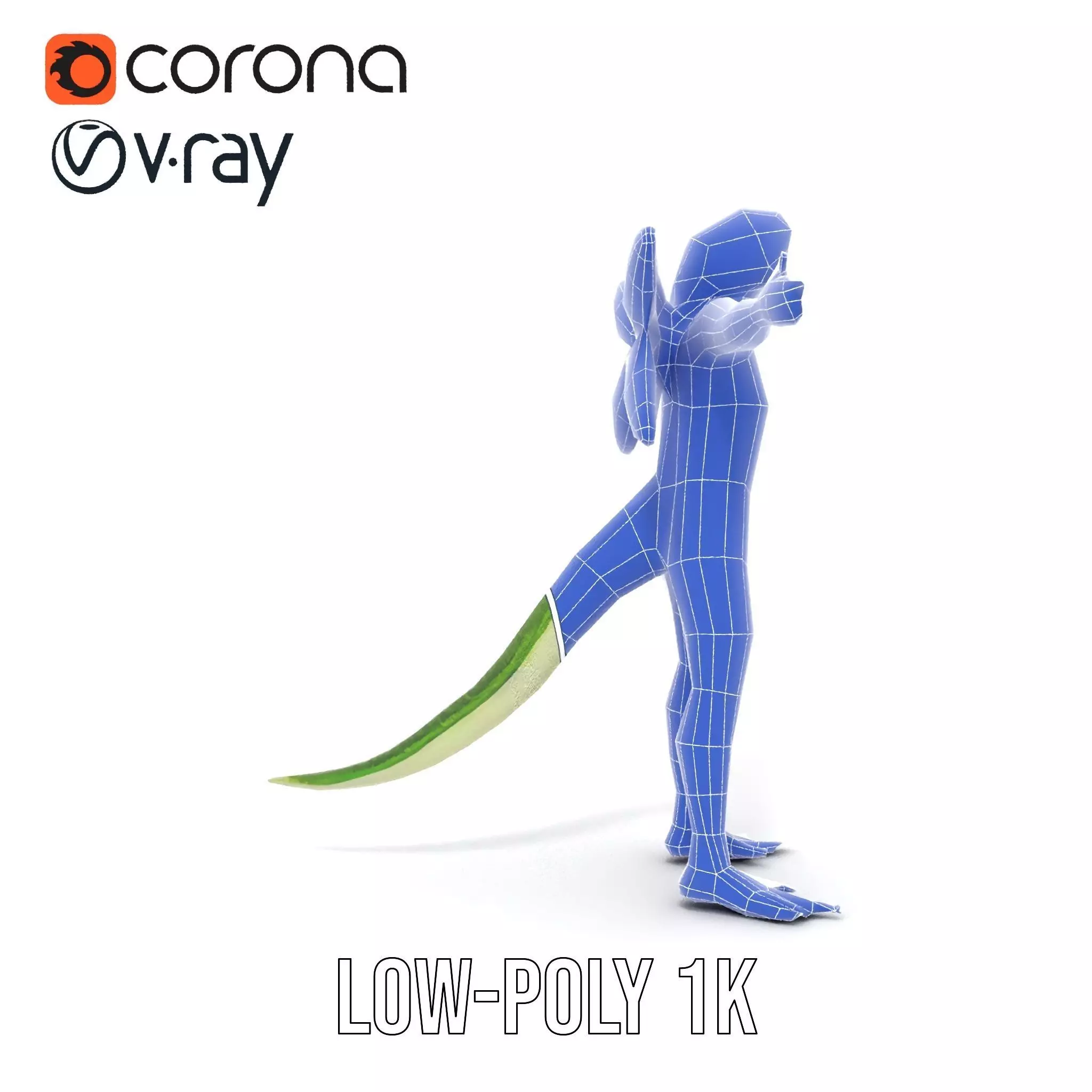 Reptilian Creature Model Pack with Green Scales and Wings Low-poly 3D model_19