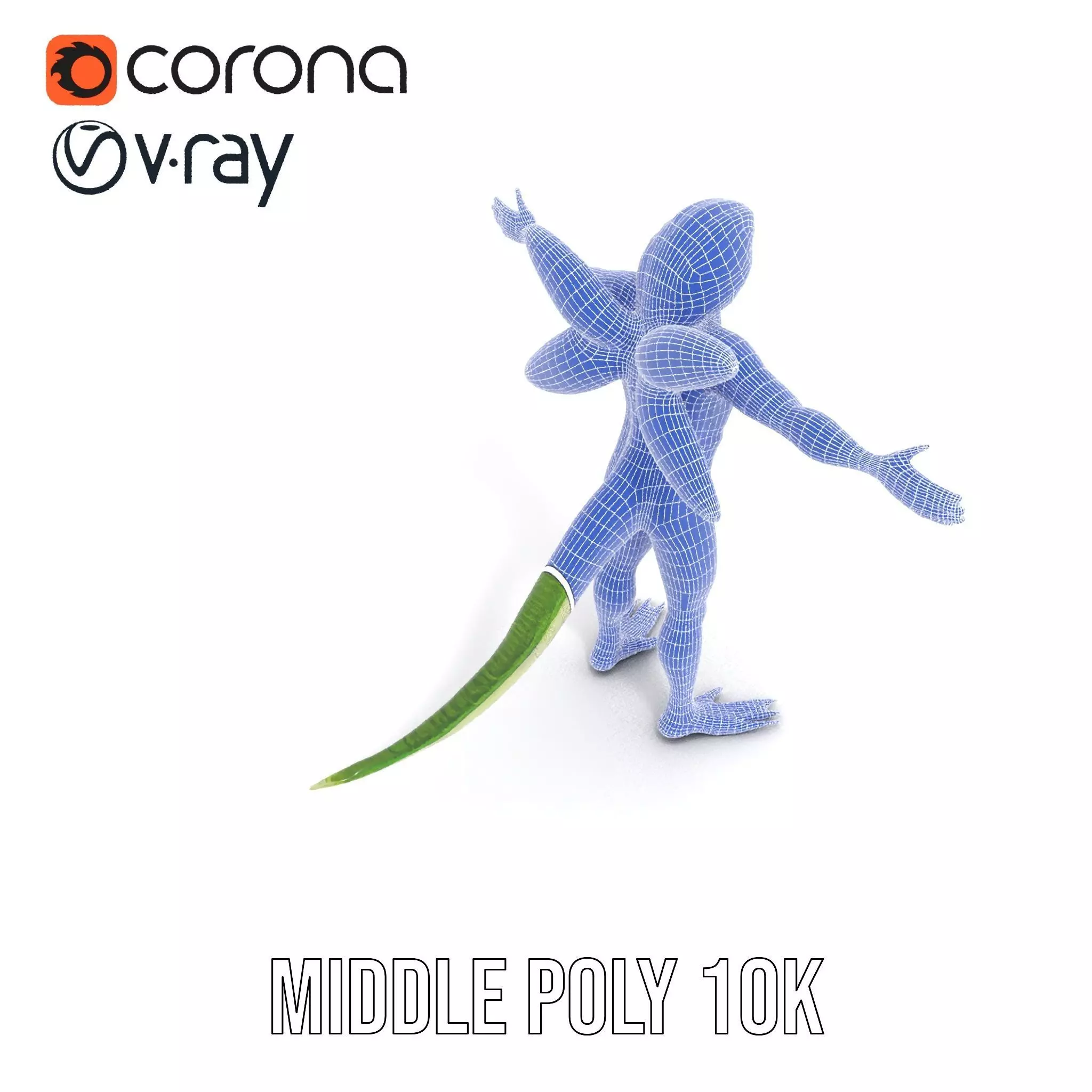 Reptilian Creature Model Pack with Green Scales and Wings Low-poly 3D model_18