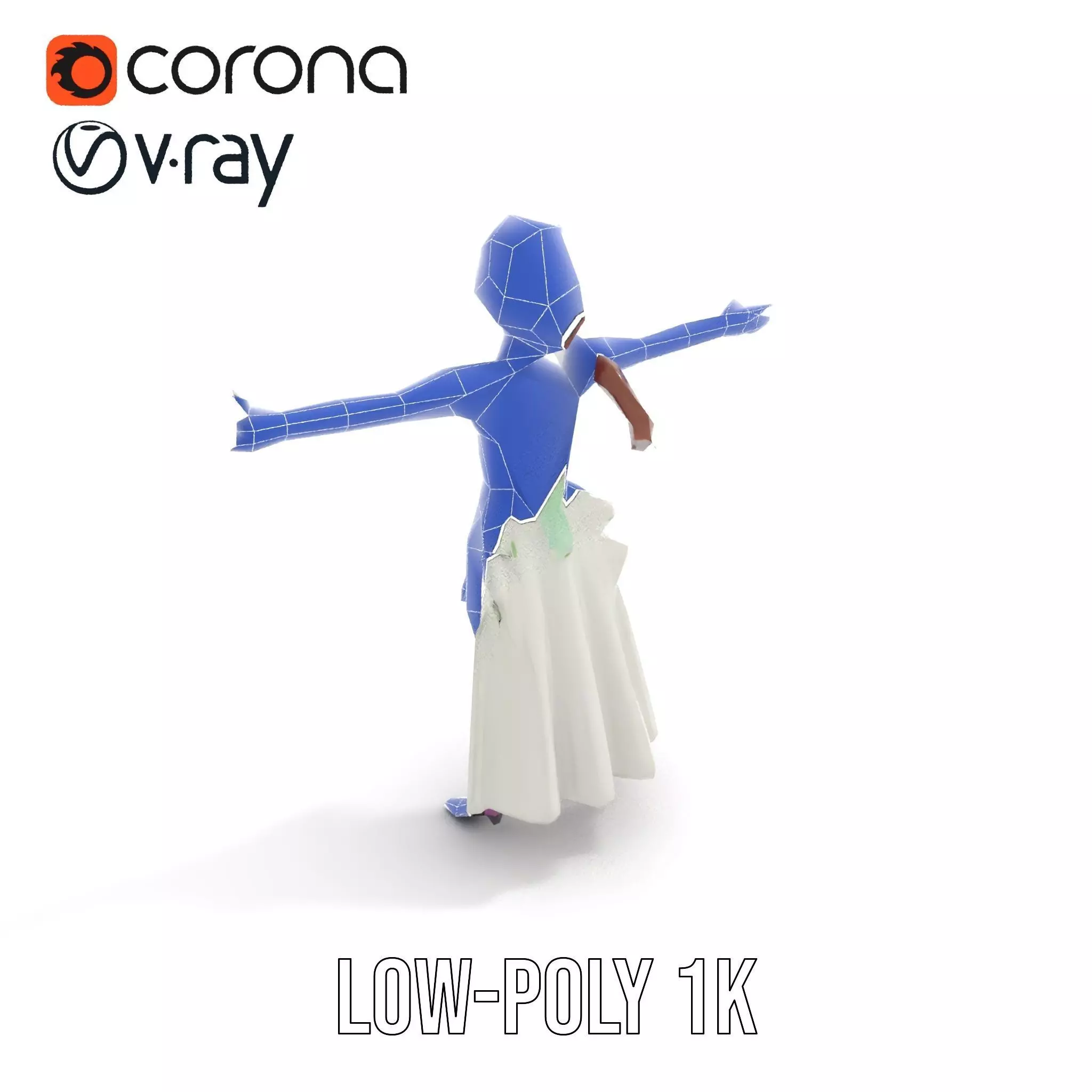 Fairy Princess Character Model Pack with Green Dress Low-poly 3D model_17